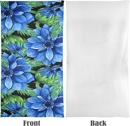 Miniatura 2 de OTVEE Toalla de playa de gran tamaño con flores azules acuarelas, 31 x 71 pulgadas, toalla de piscina extra grande, ligera, suave, absorbente, sin