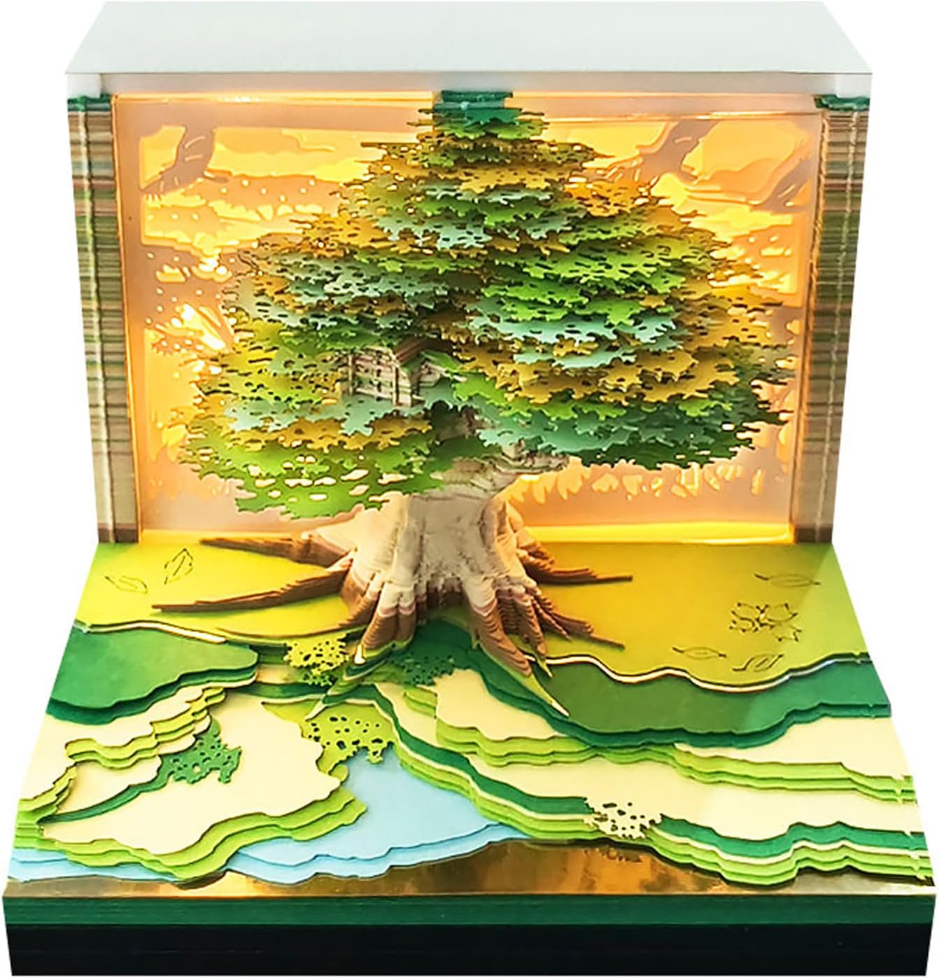 3D Art Calendar 2026,3D Memo Pad Creative Time Piece Calendar Magic Tree Rip Away Paper Carving Multi-color DIY Note