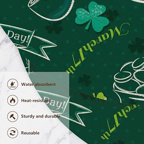 Miniatura 3 de 3 Pcs High Heat Trivet for Hot Dishes 15in Cotton Thread Weave Heat Resistant Pad for Stove Kitchen Aid St. Patrick's Day Clover Lucky Green
