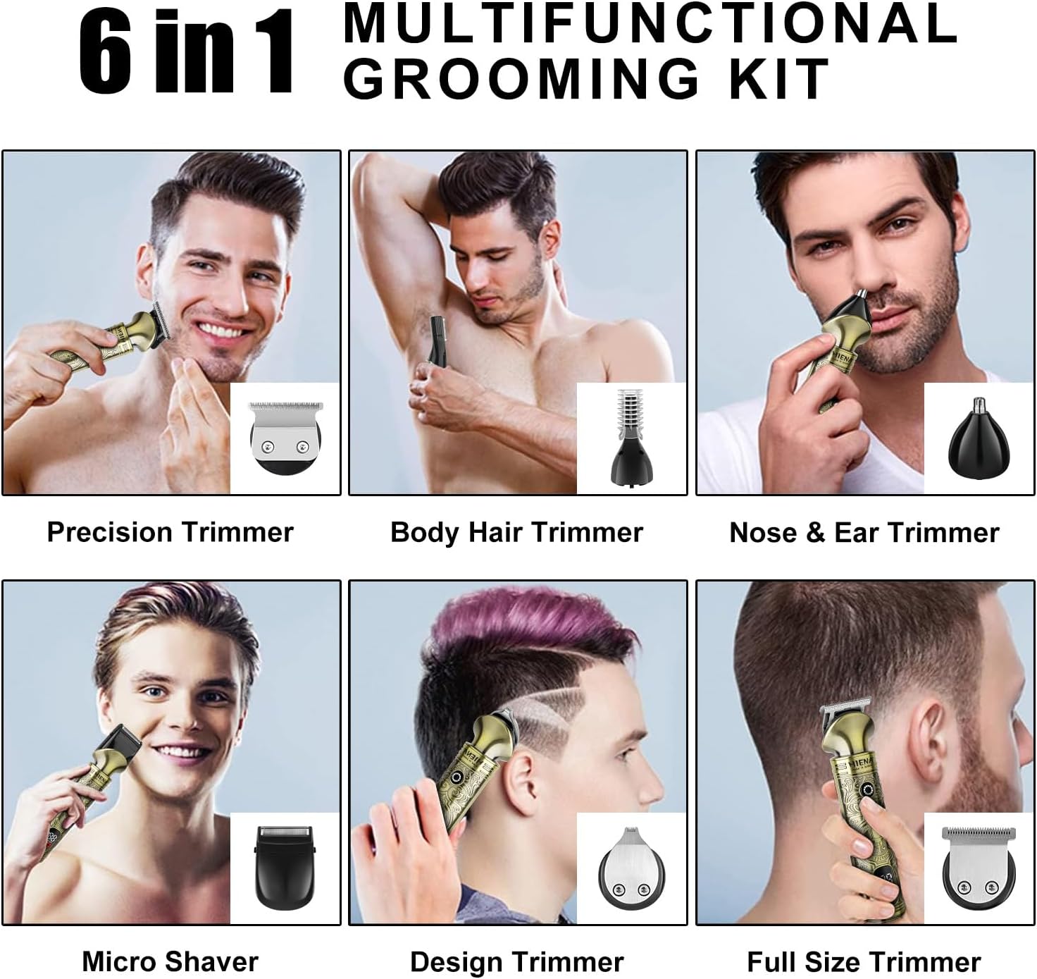 HIENA PRO Beard Trimmer for Men, Electric Razor & Shavers for Men, Cordless T-Blade Hair Clipper Set, Mens Grooming Kit for Shaving Face, Mustache, Body, Ear, Hair,Nose Trimmer