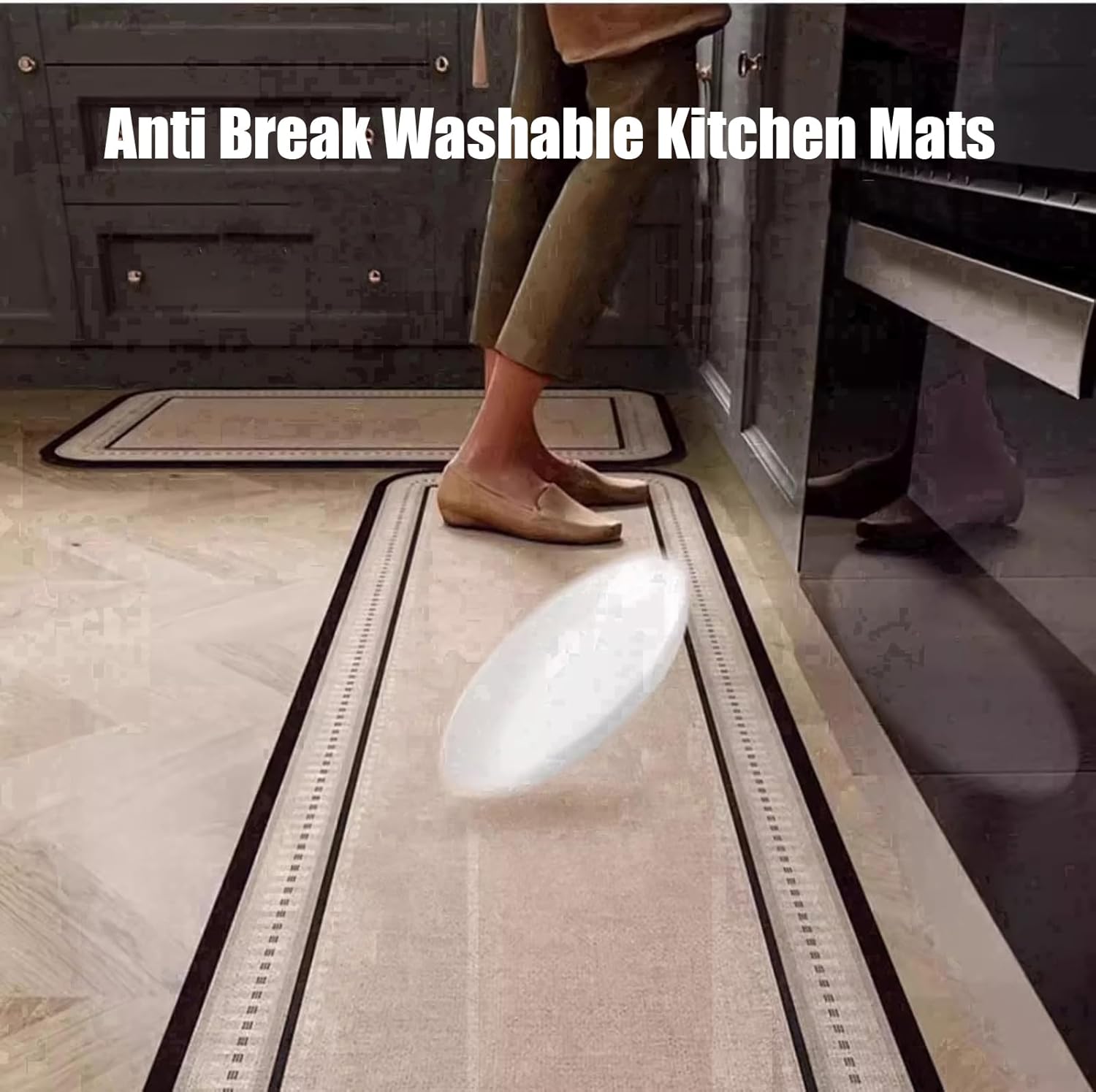 KISKIS Triangle Kitchen Rug Absorbent Water Corner Mat, Washable Non Slip Floor Area Rug Rubber Standing Mat, Radius,10,39"