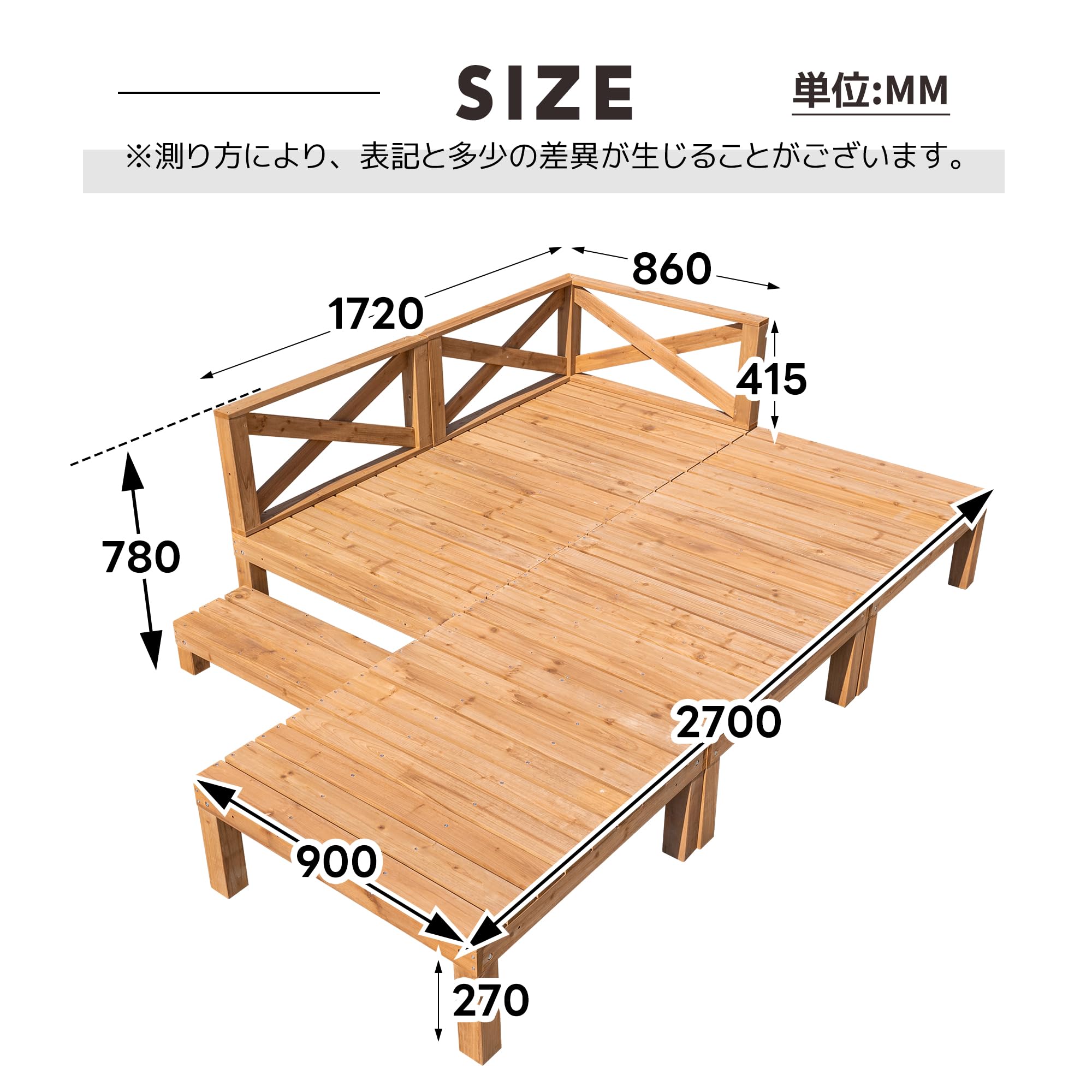 Amazon.co.jp: 森風ShinrinKaze ウッドデッキ 天然木 キット 8点セット