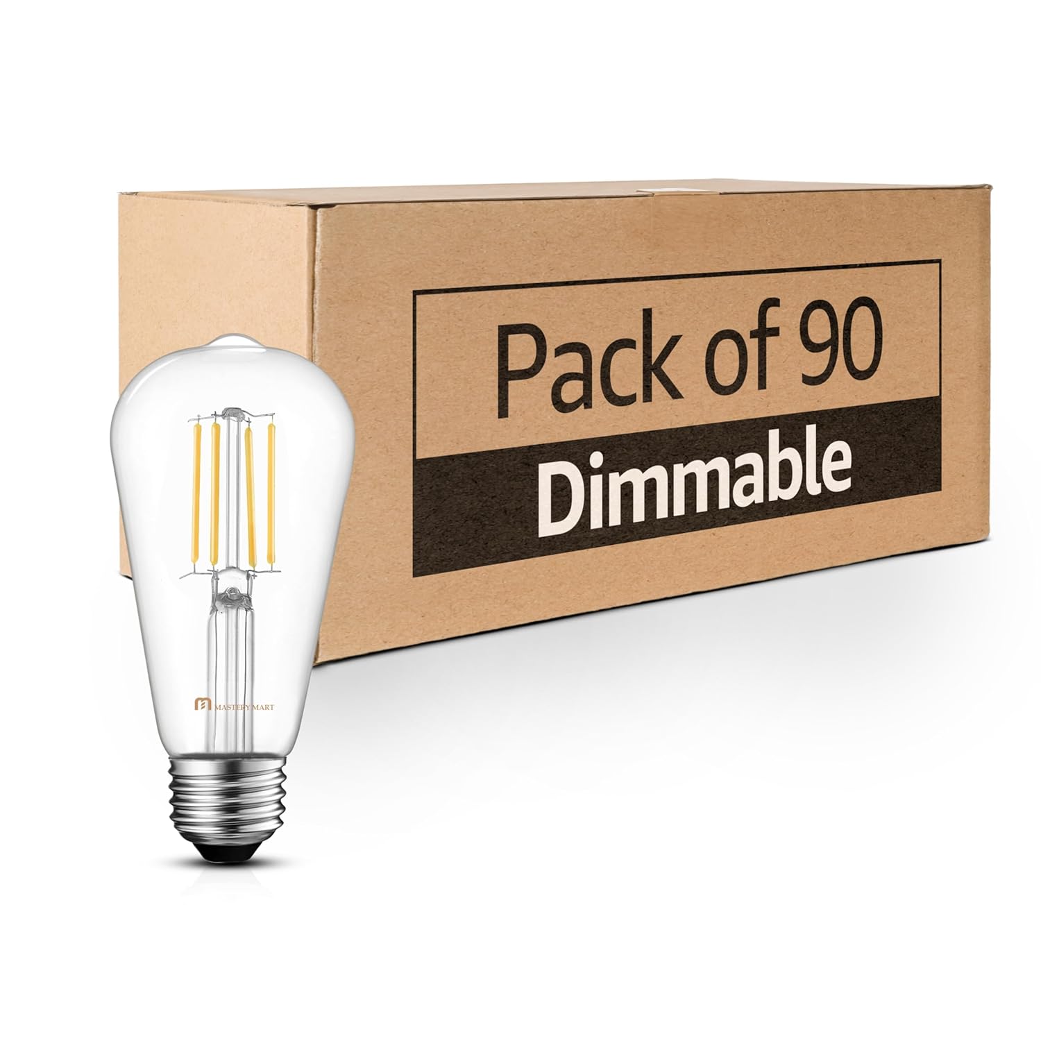 Mastery Mart 90 Pack Vintage LED Light Bulb 4000K Cool White Dimmable 5 5W 60 Watt Equivalent ST21