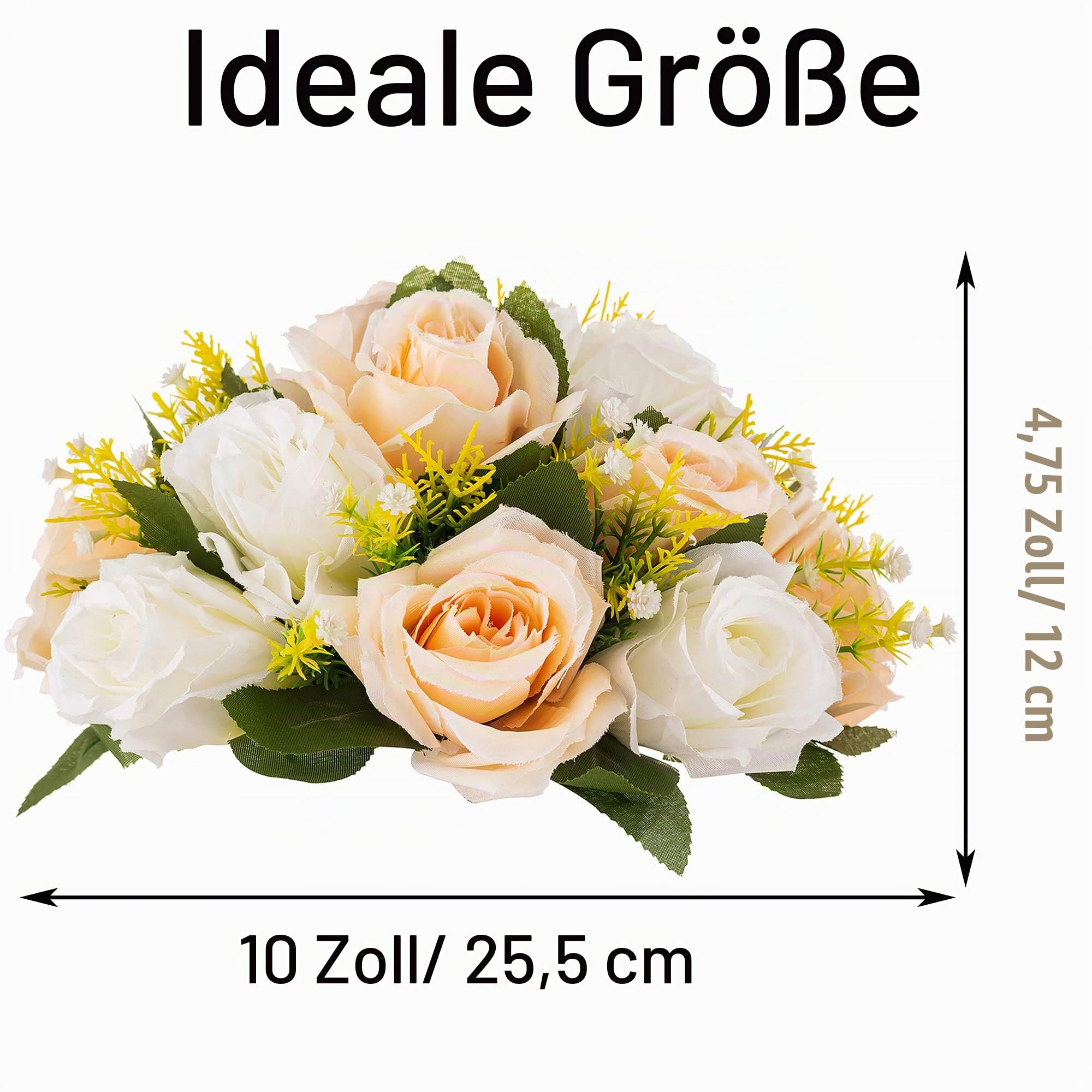 Blumen-Mittelstücke für Hochzeitstische: Tischdekorationen für Hochzeiten, pfirsichfarbener Champagner und weiße Blumen, Tafelaufsätze für Verlobung, Zerebration, Party, Mittelstücke, 6