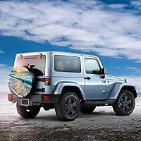 Vista 3 de Cubierta para neumáticos, océanos, atardeceres, ondas, poliéster potable, cubierta universal de neumático de repuesto para Jeep remolque, RV, SUV