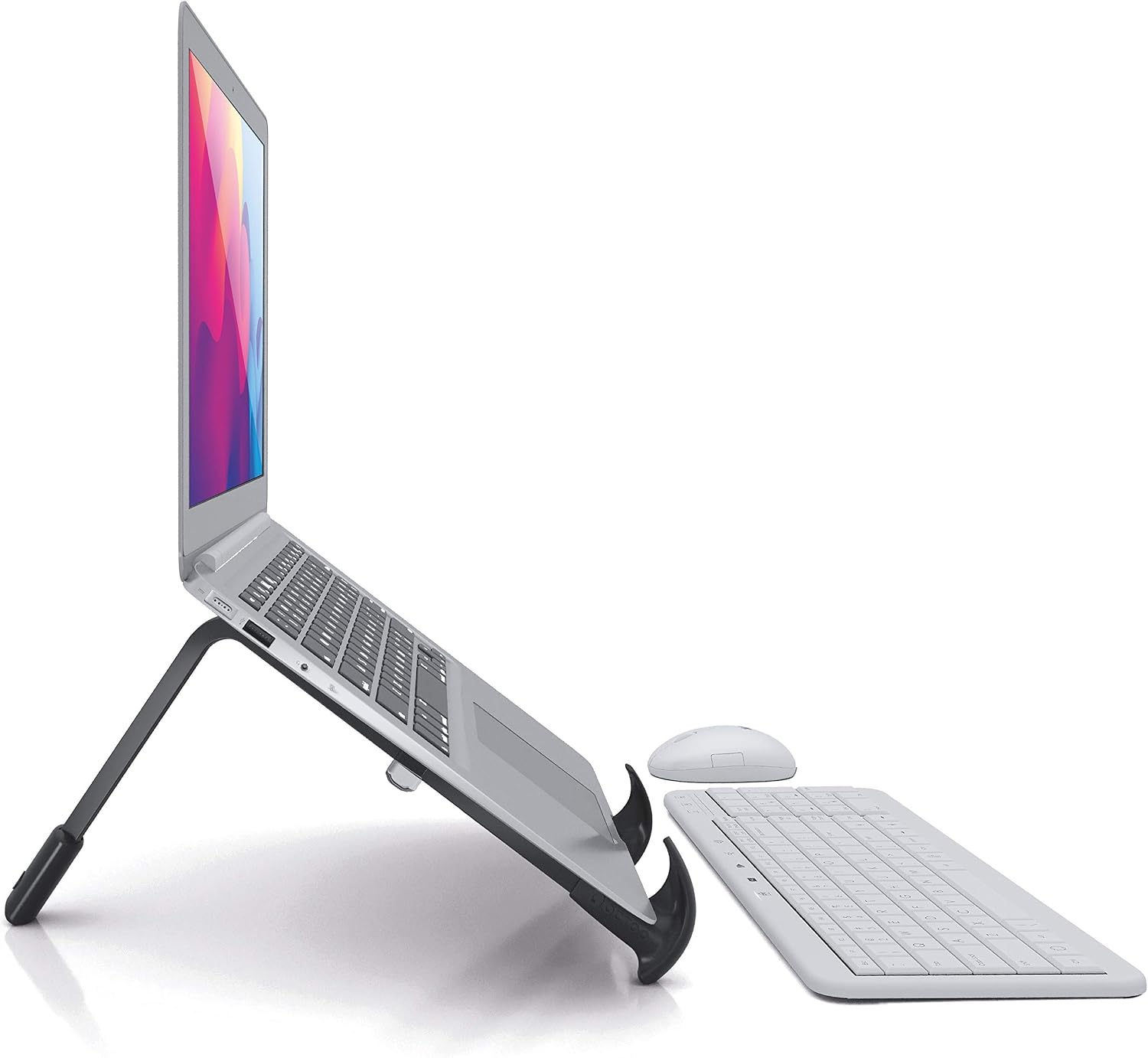 Octoo Laptop Stand, Steel Computer Riser, Ergonomic Laptops Elevator for Desk, Metal Holder Compatible with 7 to 15.6 Inches Notebook Computer - Black