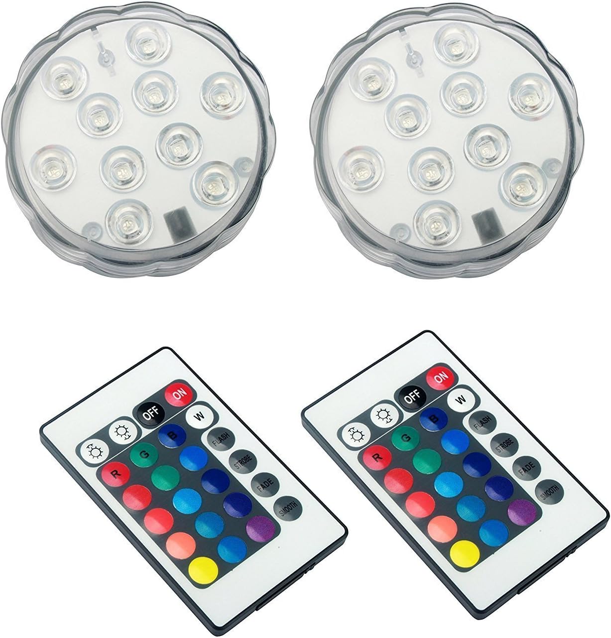 MAVIE Waterproof LED Light, RGB Submersible Lights with Multi-Colors 24-Key Remote Control Underwater Lights Tea Lights for Aquarium, Wedding, Fish Tank, Vase Base, Parties [Energy Class A++]
