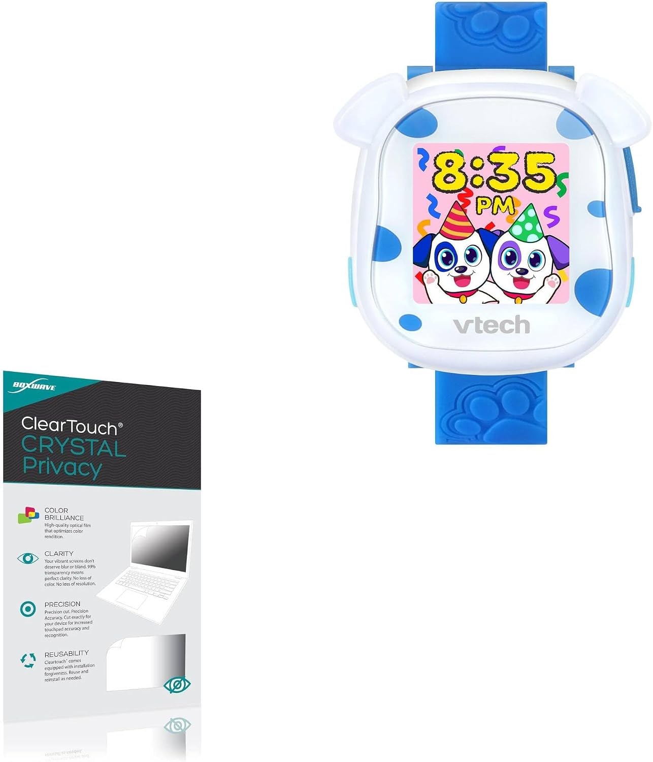BoxWave Screen Protector Compatible with VTech My First Kidi Smartwatch - ClearTouch Crystal Privacy (2-Pack), Privacy Screen Protector Flexible Film Clear