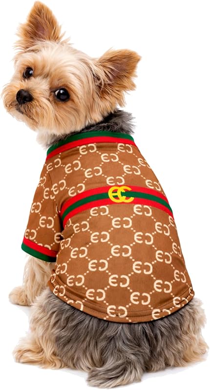 remera para perro de diseño de lujo – Ropa de moda para cachorros para perros pequeños, remera de moda para mascotas para bulldogs franceses y chihuahuas, ropa para perros todo chic (GucchewiTee, pequeña)