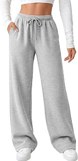AUTOMET Women's Fleece Sweatpants High Waisted Straight Leg with Pockets