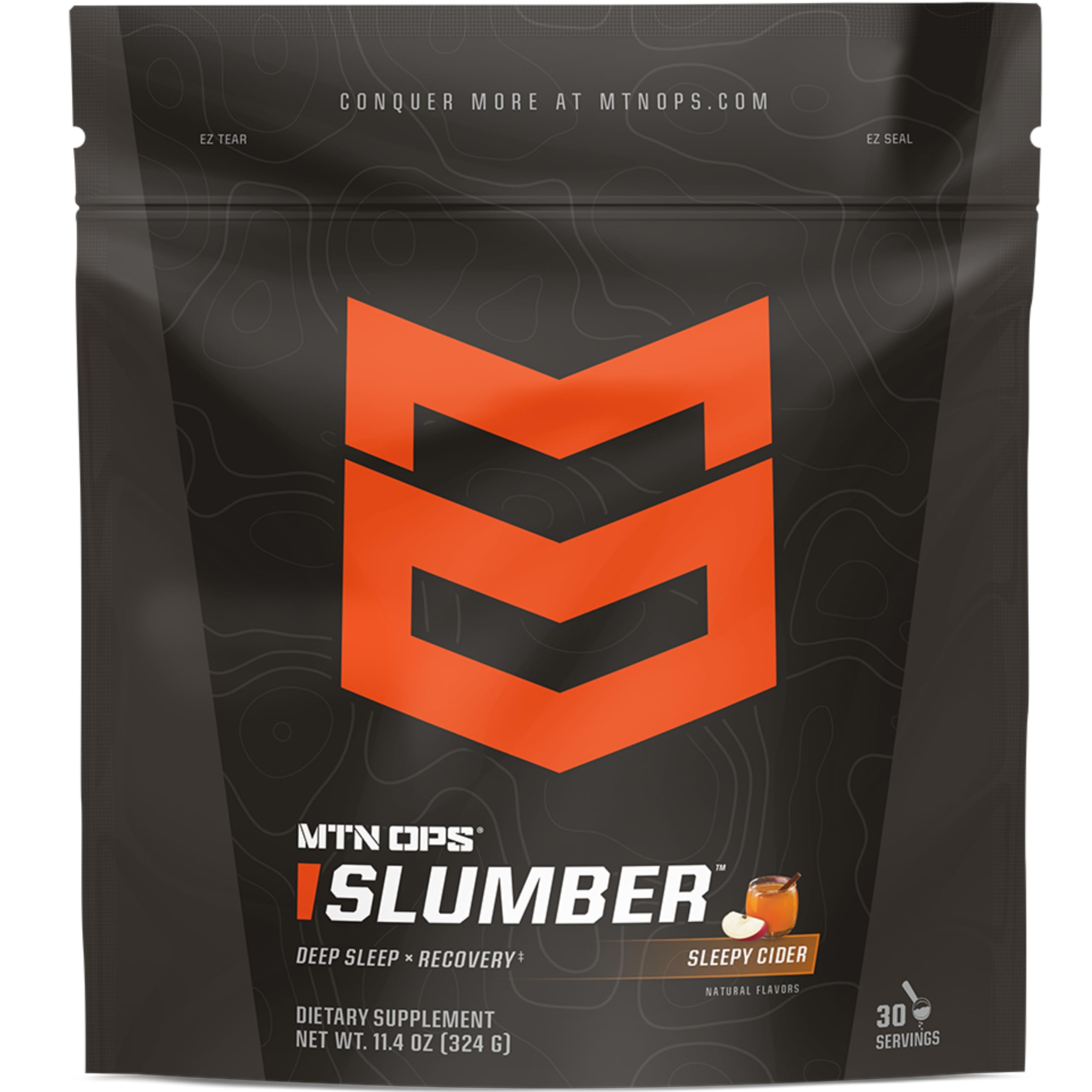 MTN OPS Slumber Sleep Aid for Muscle Recovery & Deep Sleep, Sleepy Cider Sleep Support Powder Drink Mix, 30 Servings