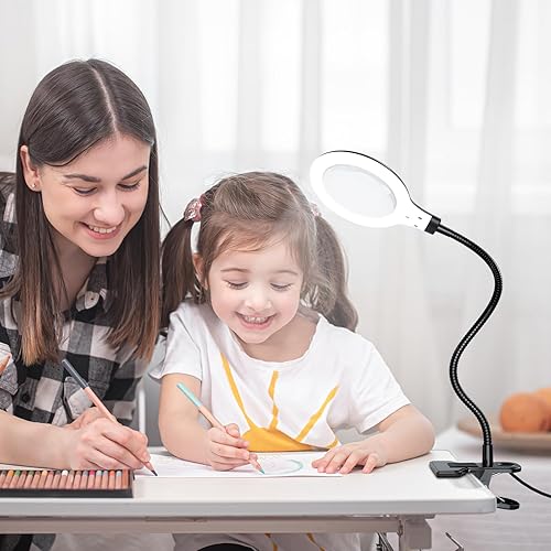 Miniatura 4 de Lámpara de aumento LED de 5 aumentos con abrazadera con táctil inteligente, regulable, ajustes regulables para manualidades, lectura, trabajo,