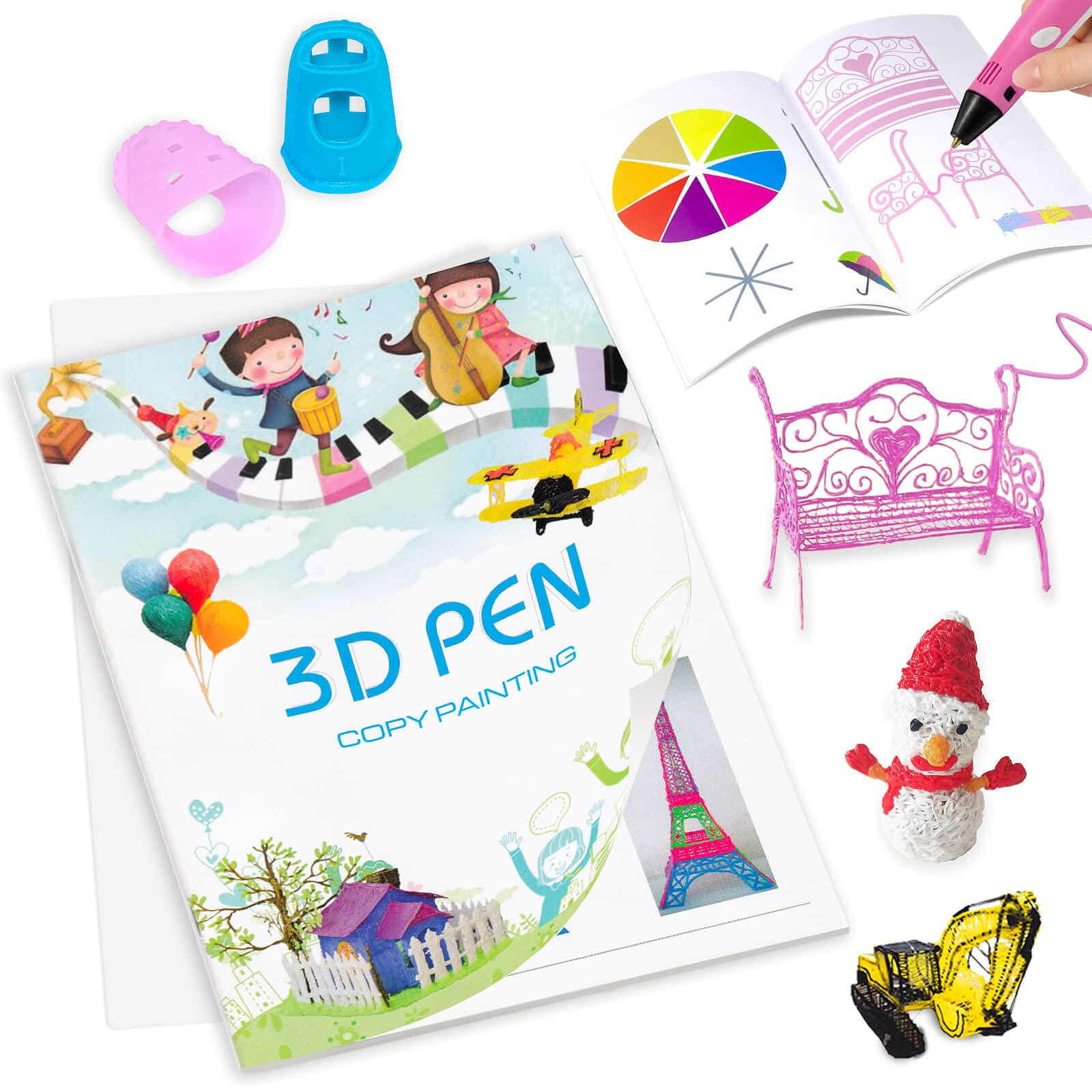 3D Pen Printing Drawing Book, Reusable Colored 40 Pattern Thick Paper Templates with Two Clear Plate, 3D Painting Graffiti Stencils for DIY Gifts
