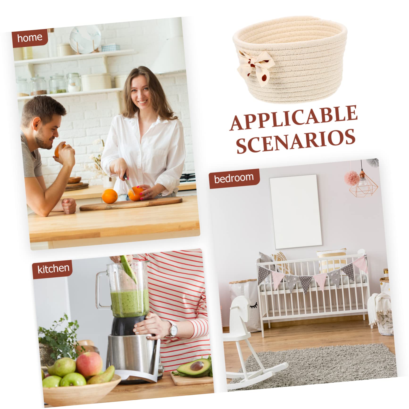 Alipis 3pièces Panier De Rangement Corde Design Nœud Panier Décoratif Pour Chambre Salon Et Organisation Maison Pour Vêtements Jouets Et Accessoires