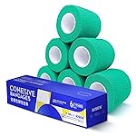 RISEN Cohesive Bandage 2 x 5 Yards, 6 Rolls, Self Adherent Wrap Medical Tape, Adhesive Flexible Breathable First Aid Gauze Ideal for Stretch Athletic