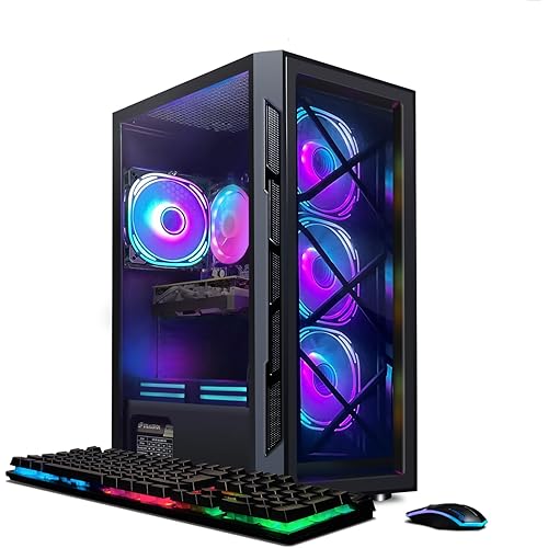 STGAubron Gaming PC Computer Desktop, Intel Core i7 8th Gen up to 4.1G, GeForce RTX 3050 6G, 16G DDR4, 512G SSD, WiFi 6 & BT 5.2, RGB Fan x6, Windows 11 Home