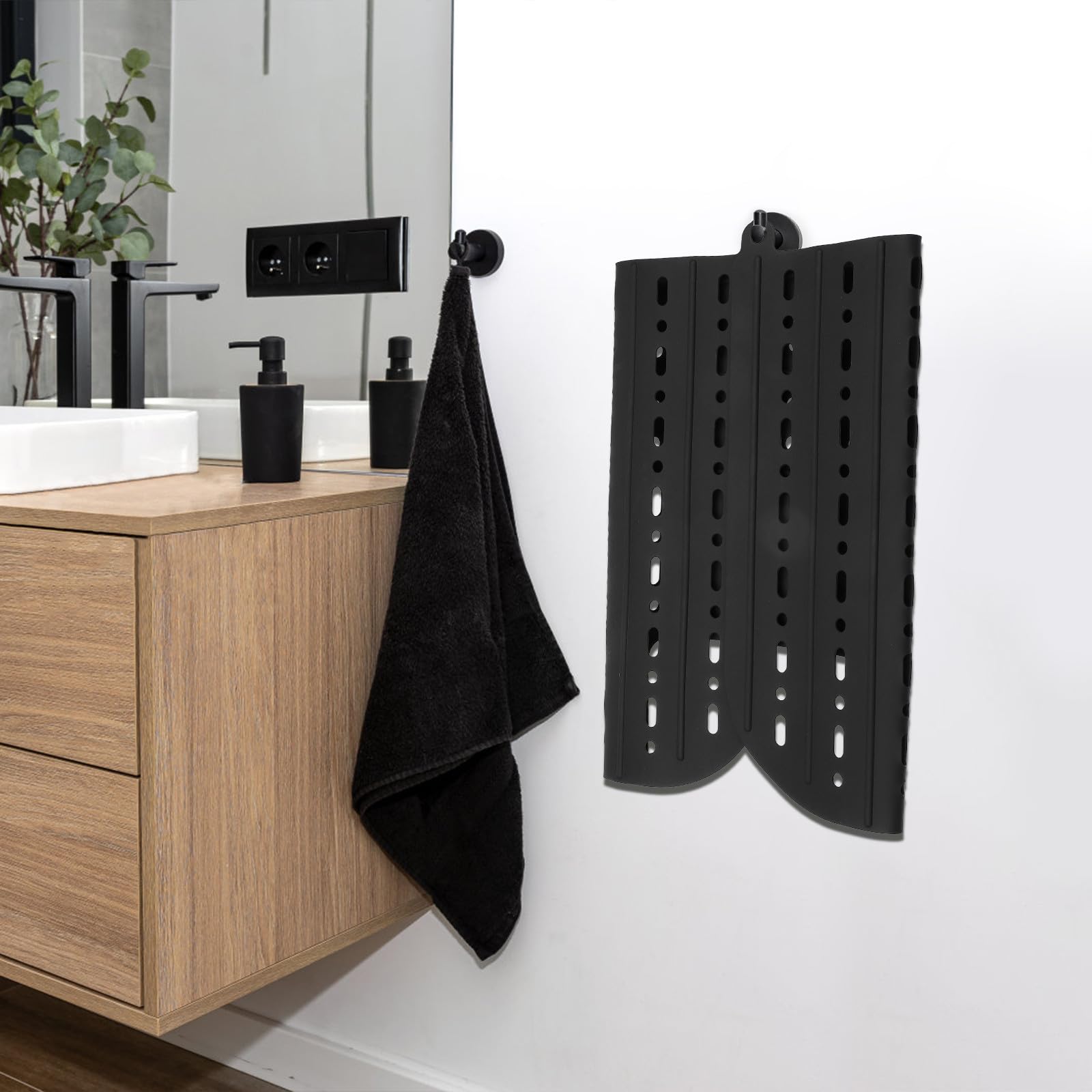 DOITOOL Cubierta para Lavabo de Silicona Negra, Plegable y Fácil de Limpiar, Adecuado para Baño y Rutina de Maquillaje de 55x43 Cm