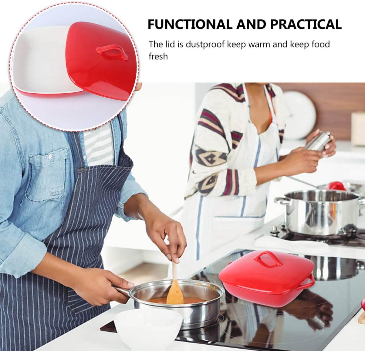 Ceramic Bread Pan Ceramic Cooking Dish Nordic Binaural Cake Dessert Bread Baking Pan with Cover Lid Micro Oven Square Plate Tray for Home Kitchen Shop Red Ceramic Loaf Pan