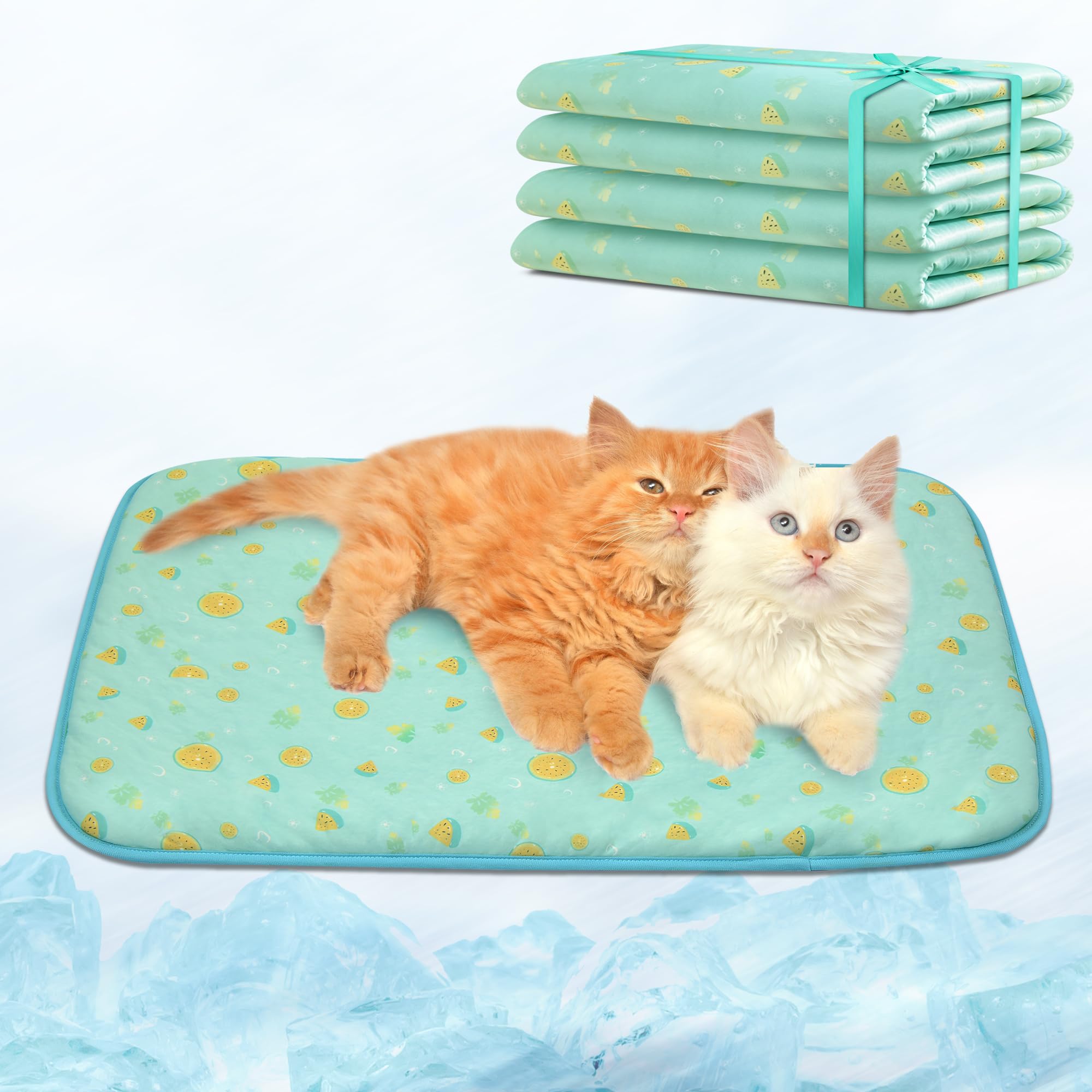NWK 4 alfombrillas de refrigeración para perros, de seda helada, para perros y gatos, manta portátil y lavable para mascotas, asientos de coche, camas para verano (mediano (27.5 x 20 x 0.3 pulgadas