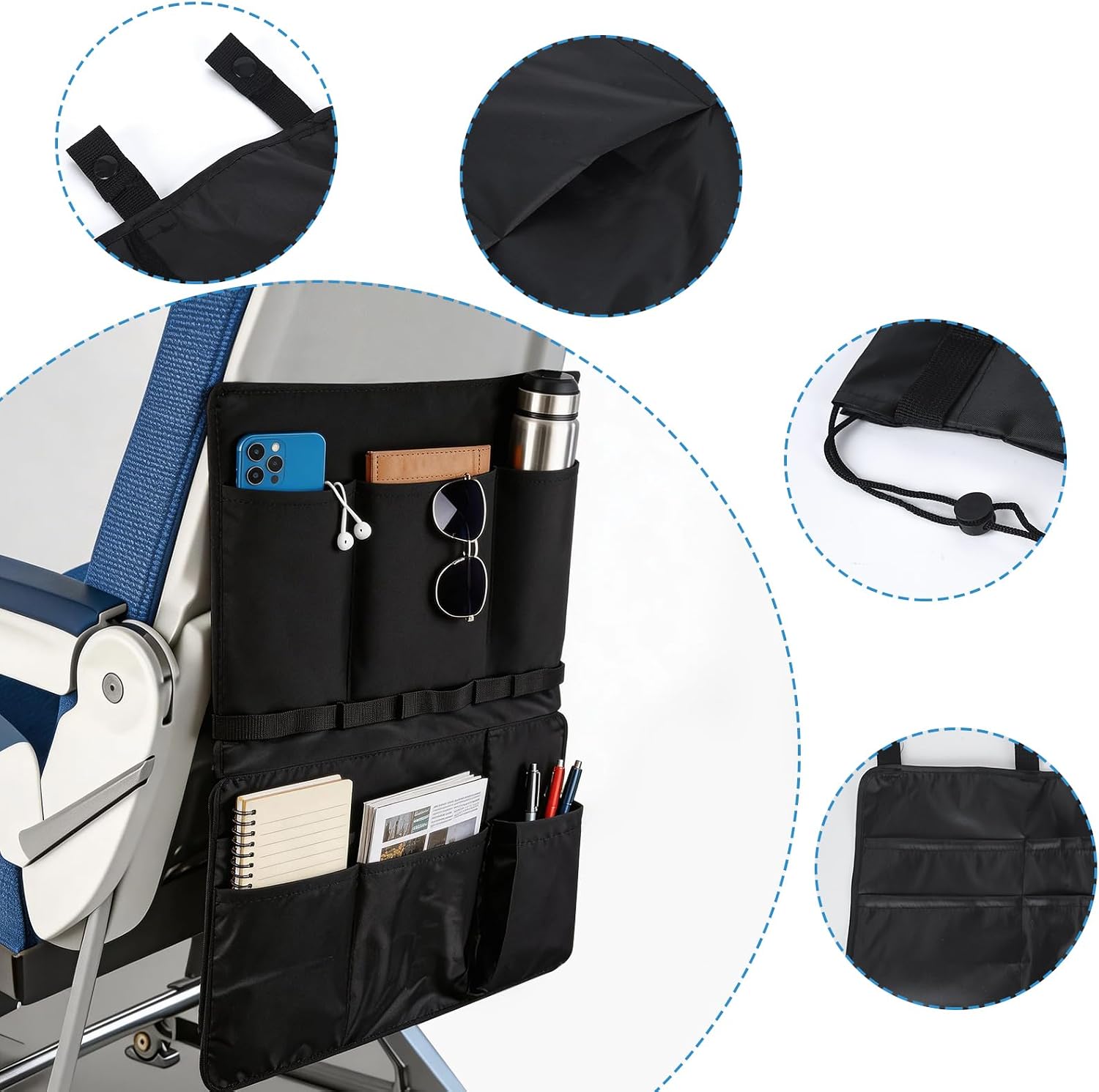 Airplane Tray Cover with Pockets for Tablet Phone Water Bottle