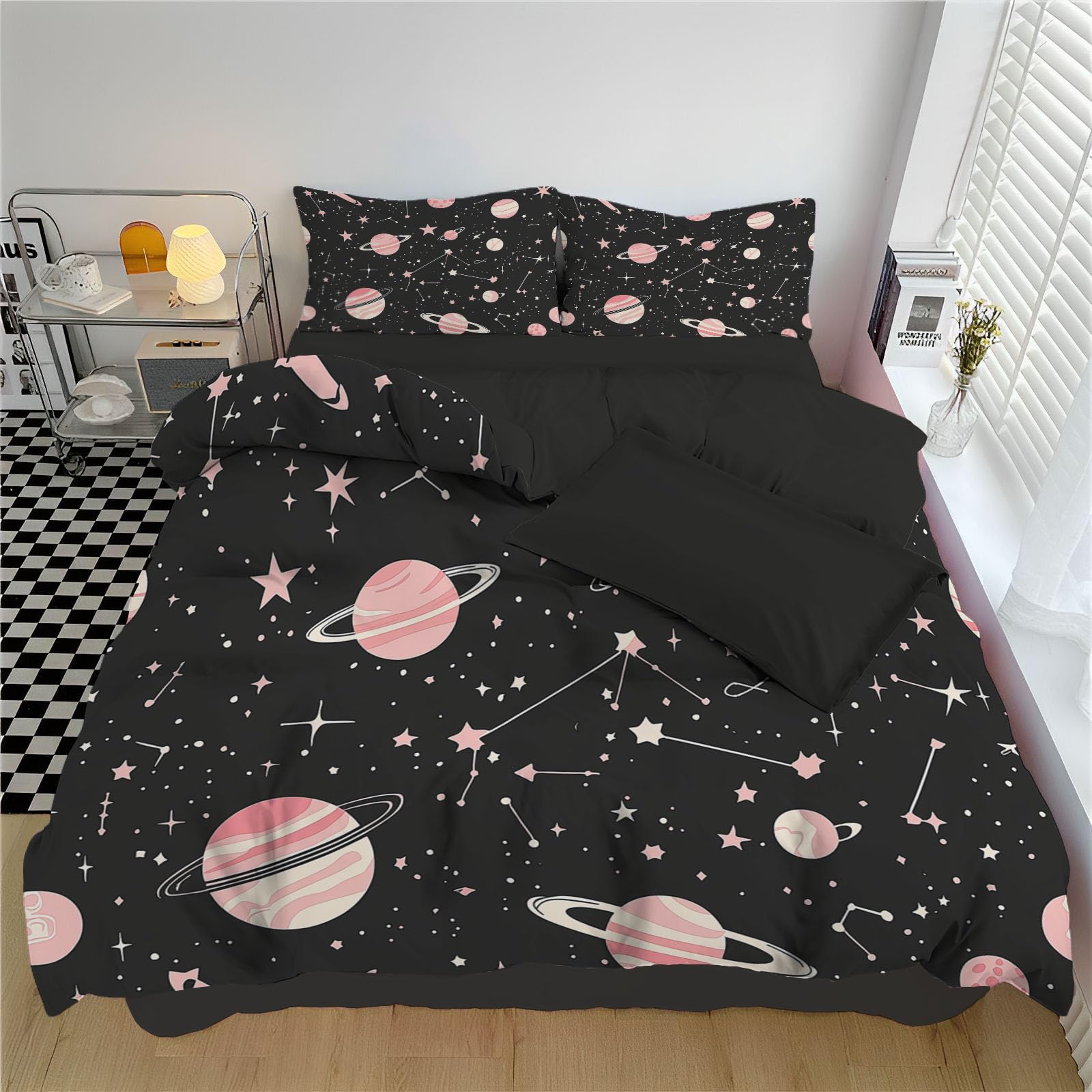 Housse de couette 220x240 fermeture éclair : fini la couette qui glisse avec ce motif planète