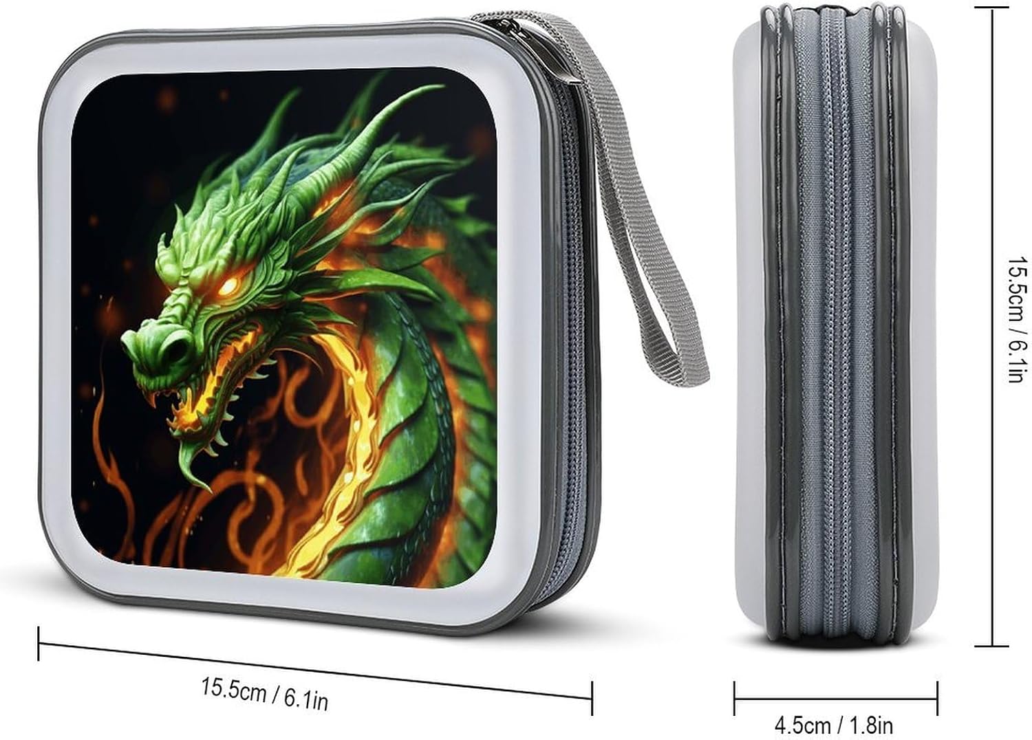 Chinese Dragon CD Case 40 Capacity CD Holder Organizer Portable Zipper DVD Collection Storage Bag Compact Cases Storage Binder Plastic Holder Disc Car Home Travel image 2