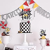 Vista 2 de MEMOVAN Decoración de Pastel Dos Rápido Coche de Carreras 2do Decoraciones de Pastel Coche de Carreras Decoración de Pastel de Cumpleaños para Coche