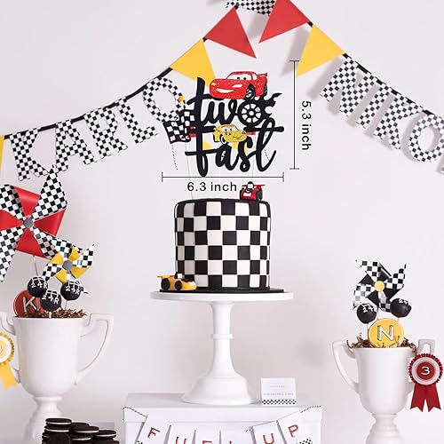 Miniatura 2 de MEMOVAN Decoración de Pastel Dos Rápido Coche de Carreras 2do Decoraciones de Pastel Coche de Carreras Decoración de Pastel de Cumpleaños para Coche