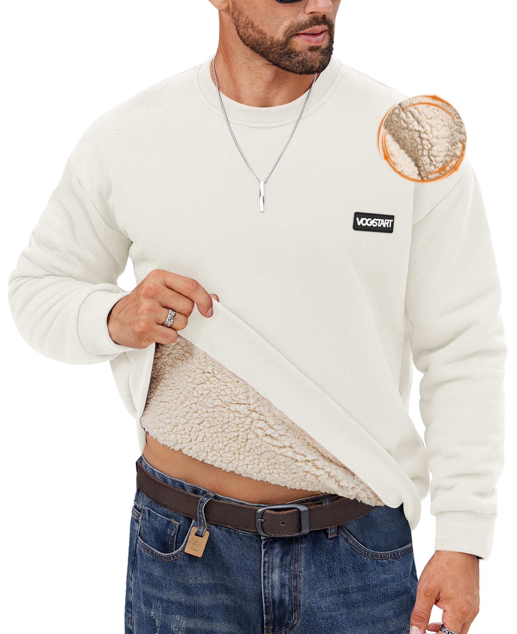 Mens Fleece Lined Crew Neck Sweatshirt (S-XXL)-image-0