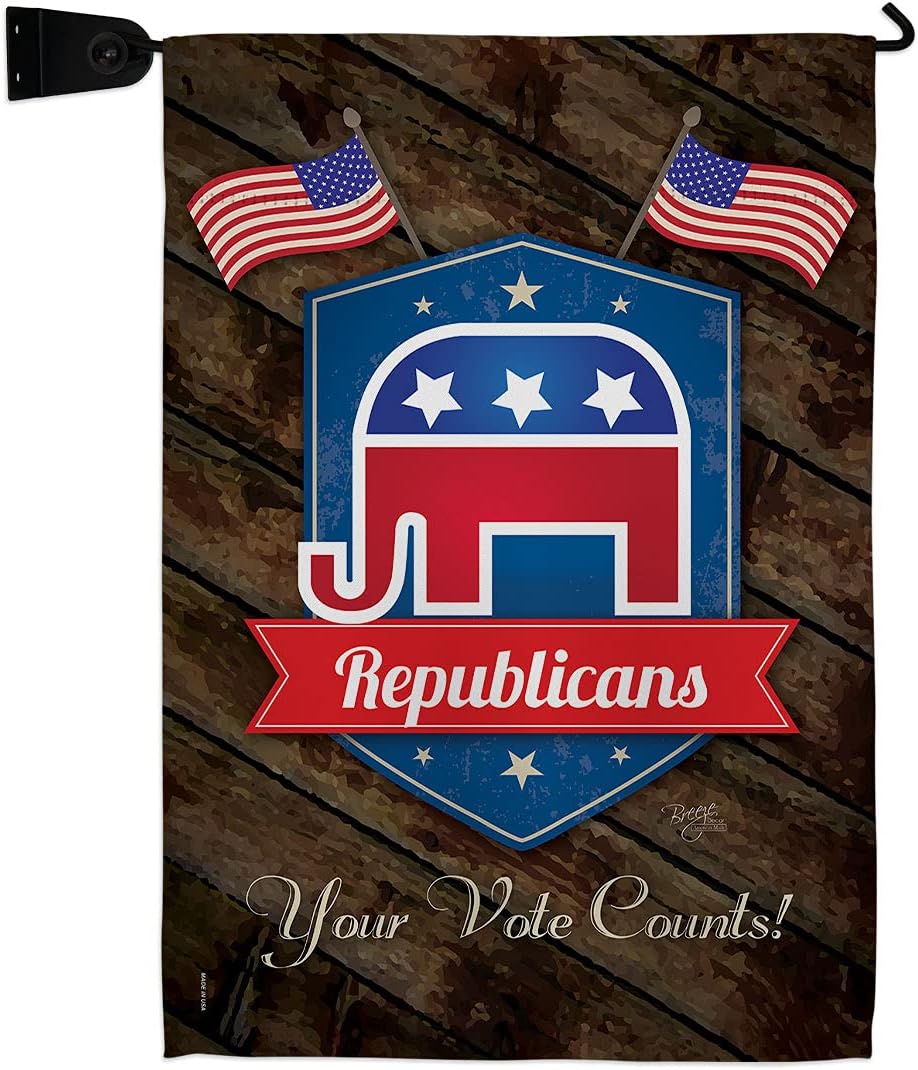 Republicans Burlap Garden Flag Americana Political President Democrat Republican Tea Party United State American Election Small Decorative Gift Yard House Banner Double-Sided Made In USA 13 X 18.5