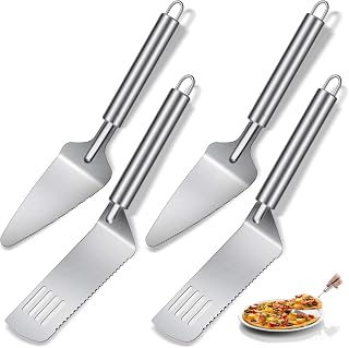 Patelai 4-Piece Stainless Steel Pie Server Set - Serrated Cake Cutters & Spatulas for Pies, Cakes, Brownies, Pizza, Lasagna
