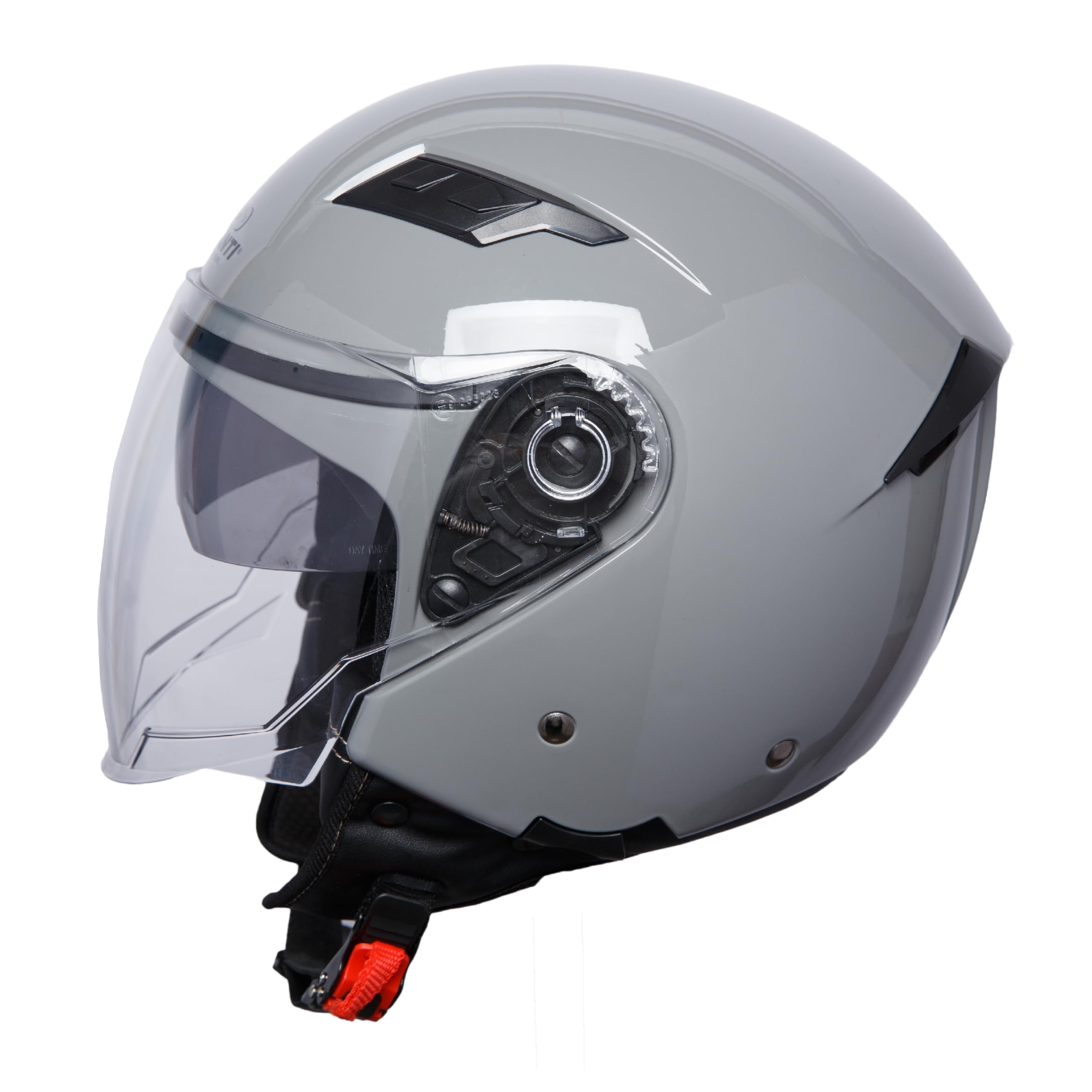 PROANTI Casco de moto Jet con visera resistente a los arañazos y protección solar integrada, gris, XL