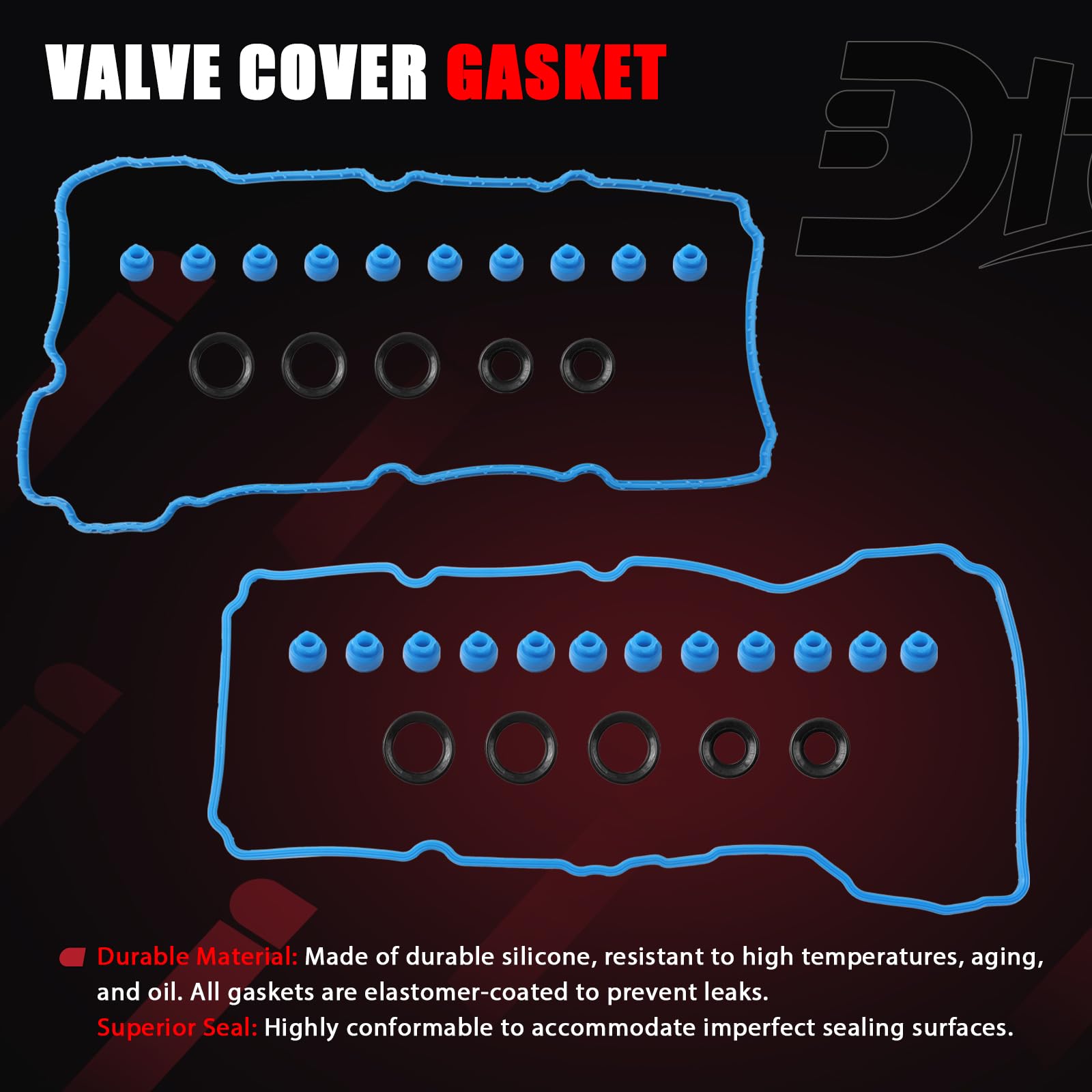 VS50722 Valve Cover Gasket Valve Cover Gasket Set For 2011-2017 Ford/Lincoln 3.5L & 3.7L V6 DOHC (Non-Turbo) - Includes Spark Plug Tube Seals Seat Covers For Lincoln MKT - Foto 11