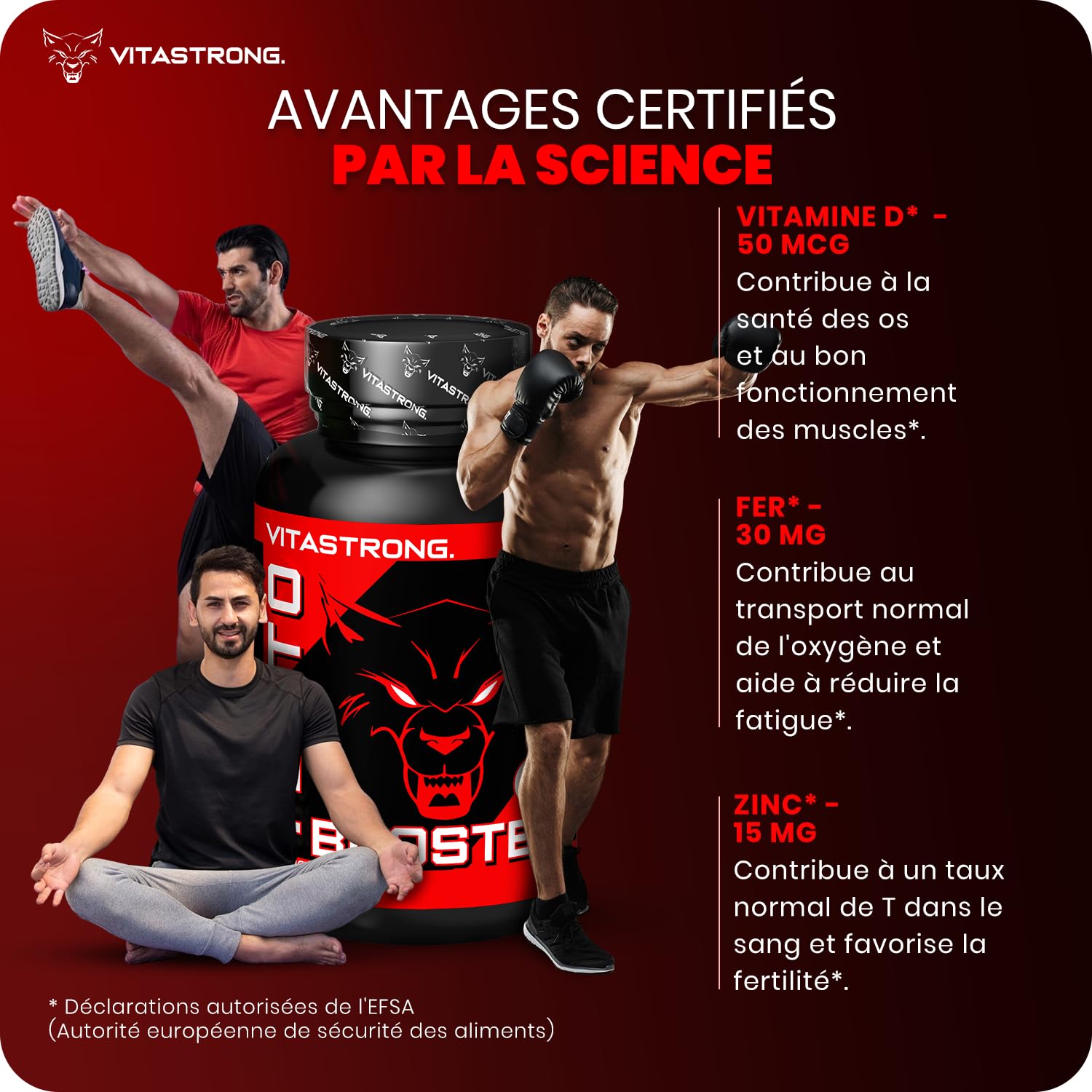 Vitastrong - Booster de testostérone, 100% naturel et sûr Comprimé, fabriqué en Italie, haute qualité, pour augmentation extrême des niveaux de testostérone et de la masse musculaire