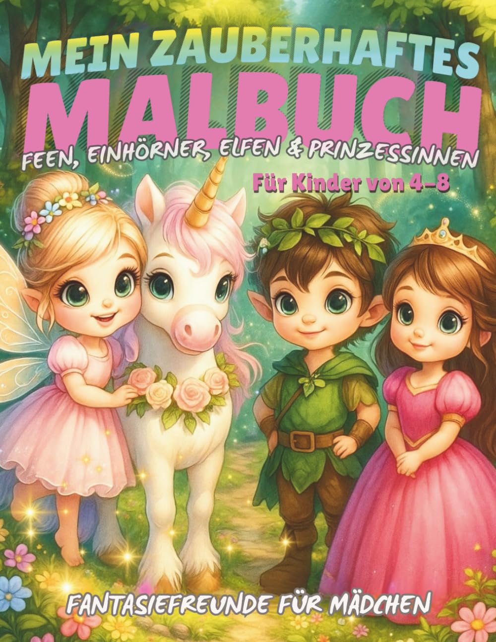 Mein zauberhaftes Malbuch für Kinder von 4-8 Jahren – Feen, Einhörner, Elfen & Prinzessinnen: Ausmalbuch für Mädchen | Magisches Malbuch Kinder | Feen ... Ausmalspaß | Elfen Prinzessinnen Einhörner