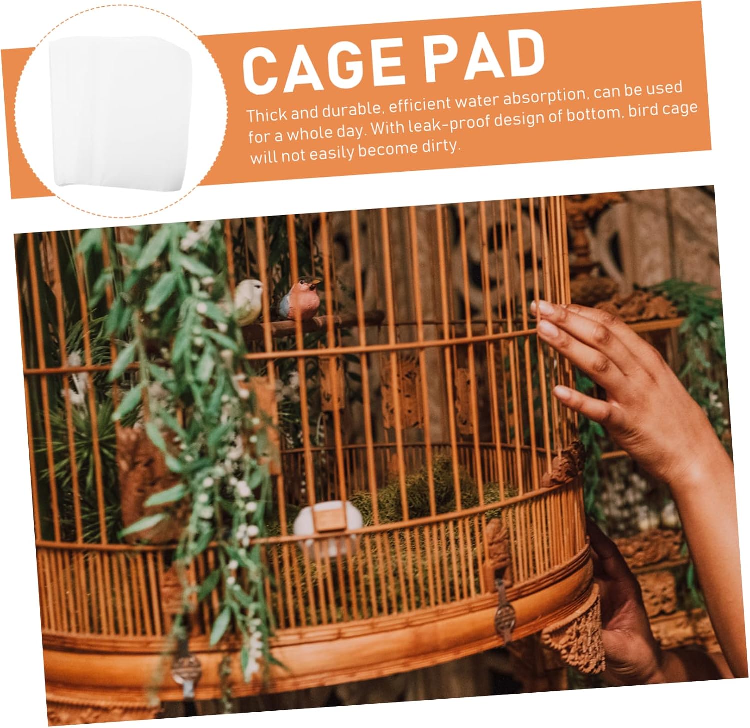 Yardwe 100pcs Bird Cage Paper Pads Disposable Absorbent Urine Liners for Parrots Birds Cage Accessories Pads for Healthier Environments