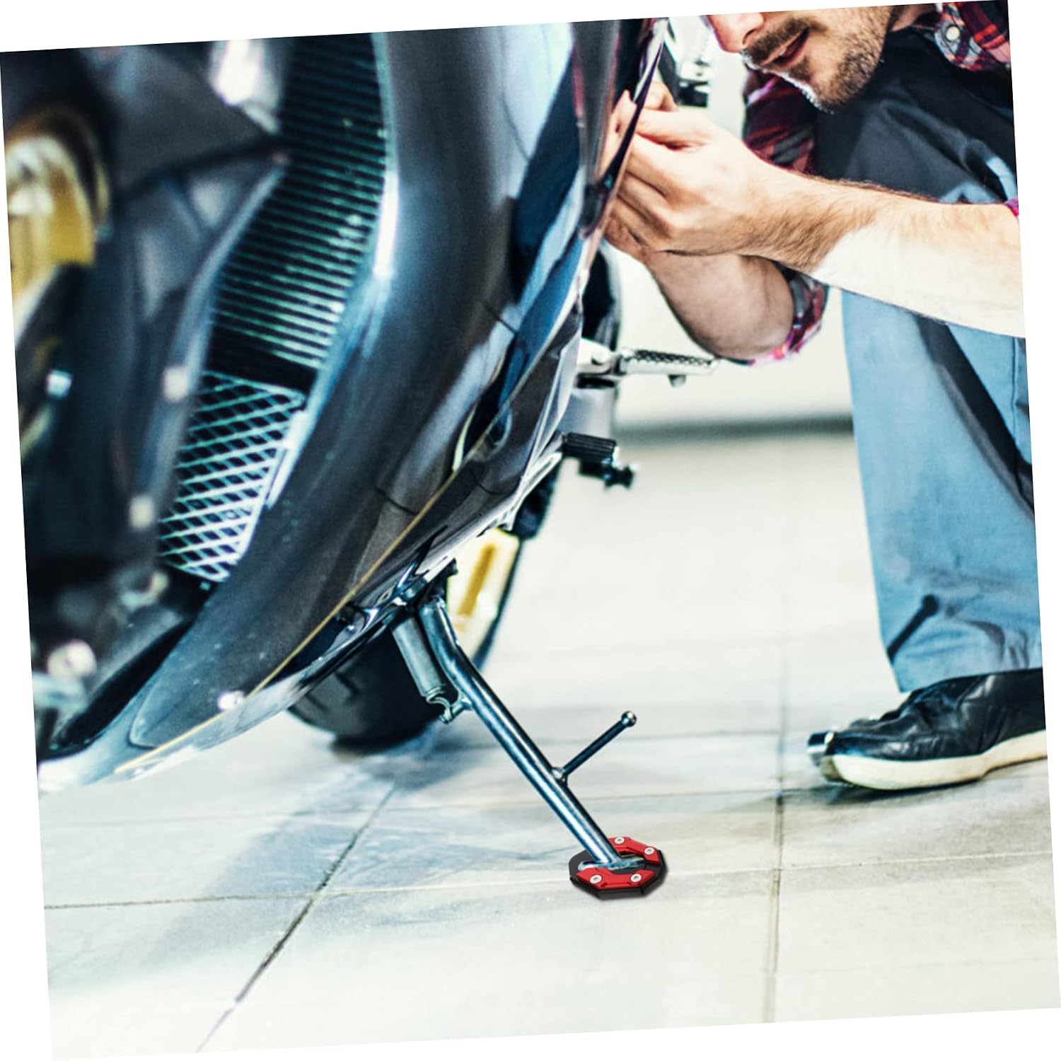 OUNONA Motorcycle Kickstand Extension Pad Nmax155 Kickstand Pad Support Plate for Wet Conditions