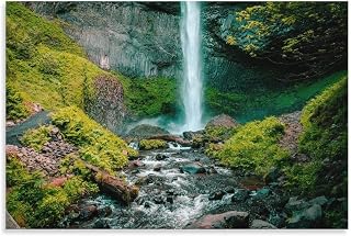 BRogeh Time-lapse Photography of Waterfall Posters Poster Decorative Painting Canvas Wall Art Living Room Posters Bedroom Painting Unframed 16x24inch