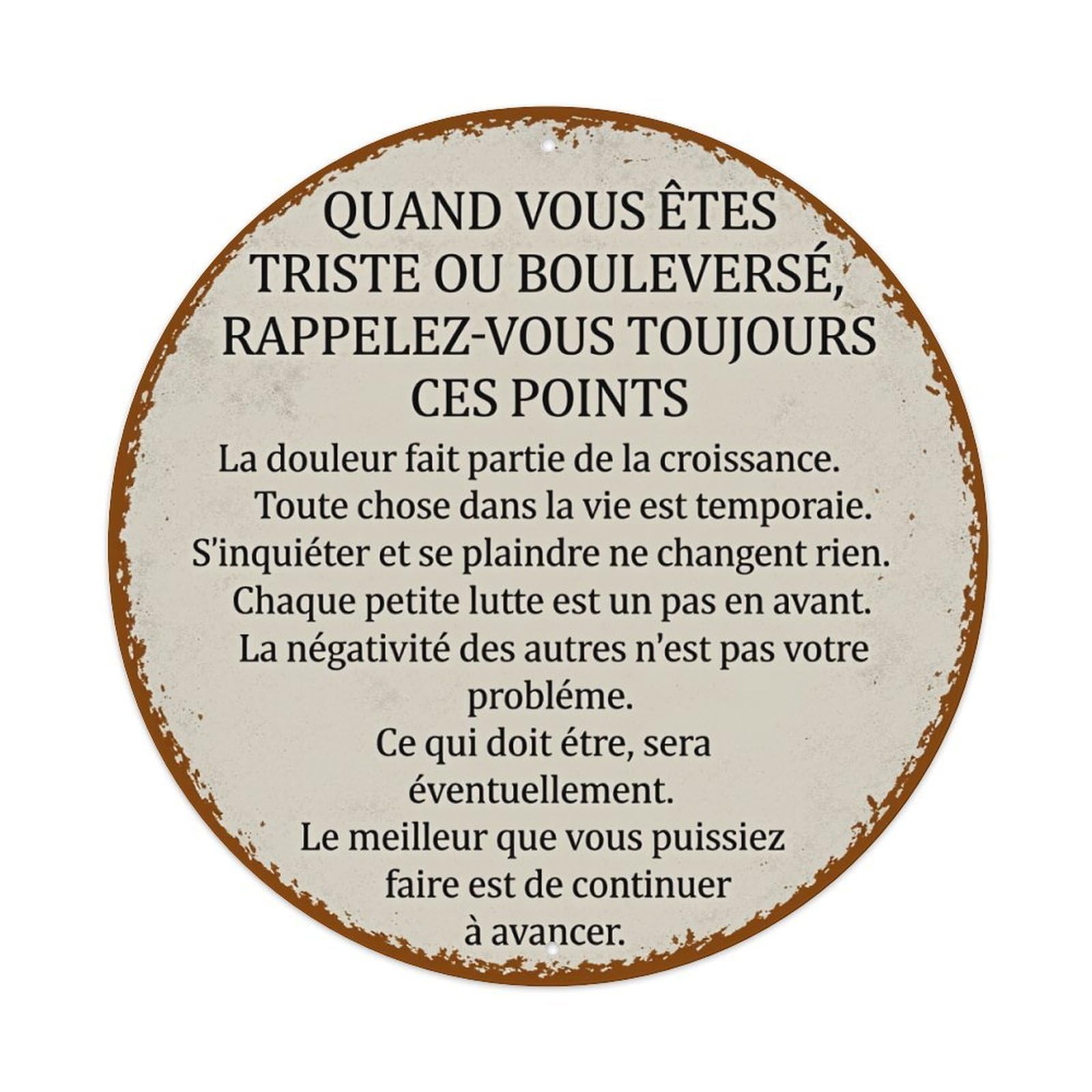 Motivational French Quote Circle Metal Tin Sign Vintage Garden Bedroom Cafe Bar Man Cave Home Wall Decor Metal Poster 8x8 inches