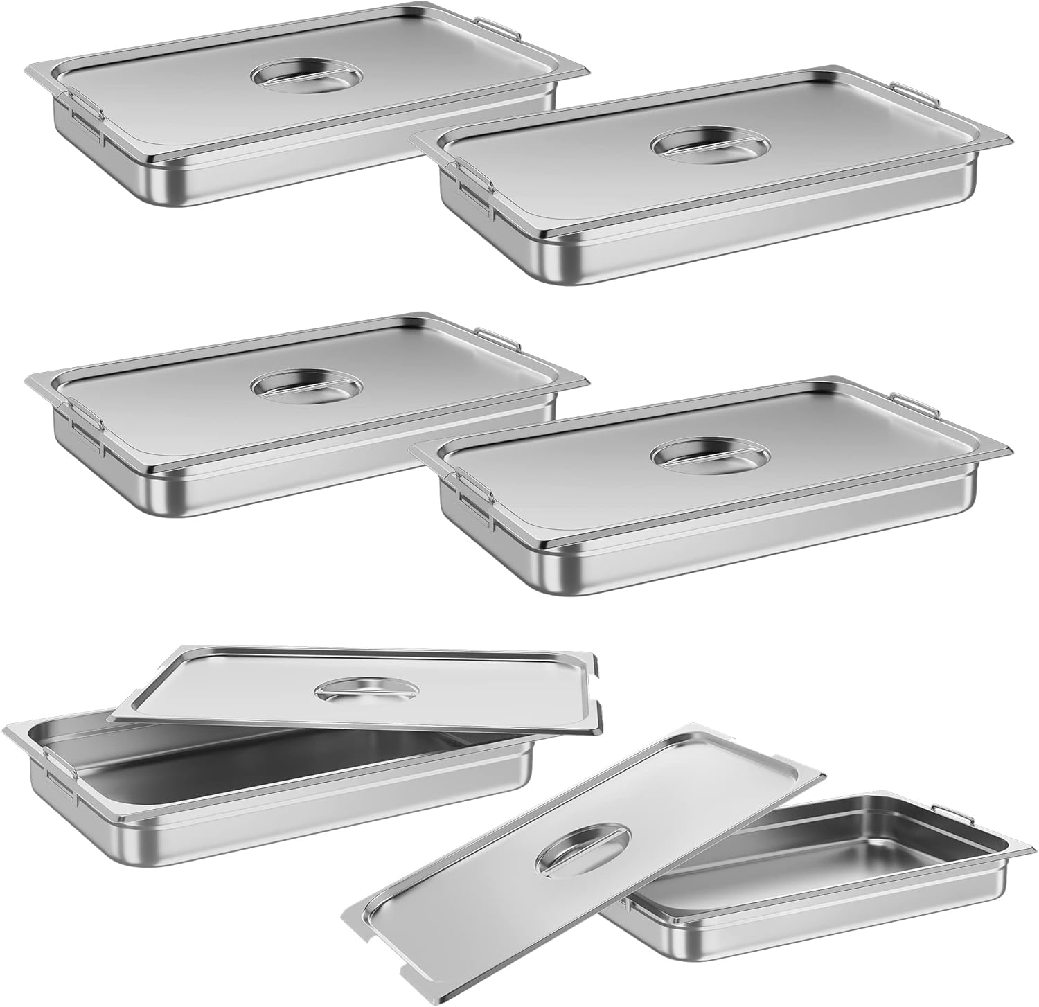 6 Pack Stainless Steel Steam Table Pan, 2.5” Deep Hotel Pans with Handle & Lid 21″ L x 13″ W, Restaurant Supplies Stainless Buffet Pans: Industrial & Scientific 6 Pack Stainless Steel Steam Table Pan, 2.5” Deep Hotel Pans with Handle & Lid 21″ L x 13″ W, Restaurant Supplies Stainless Buffet Pans: Industrial & Scientific
