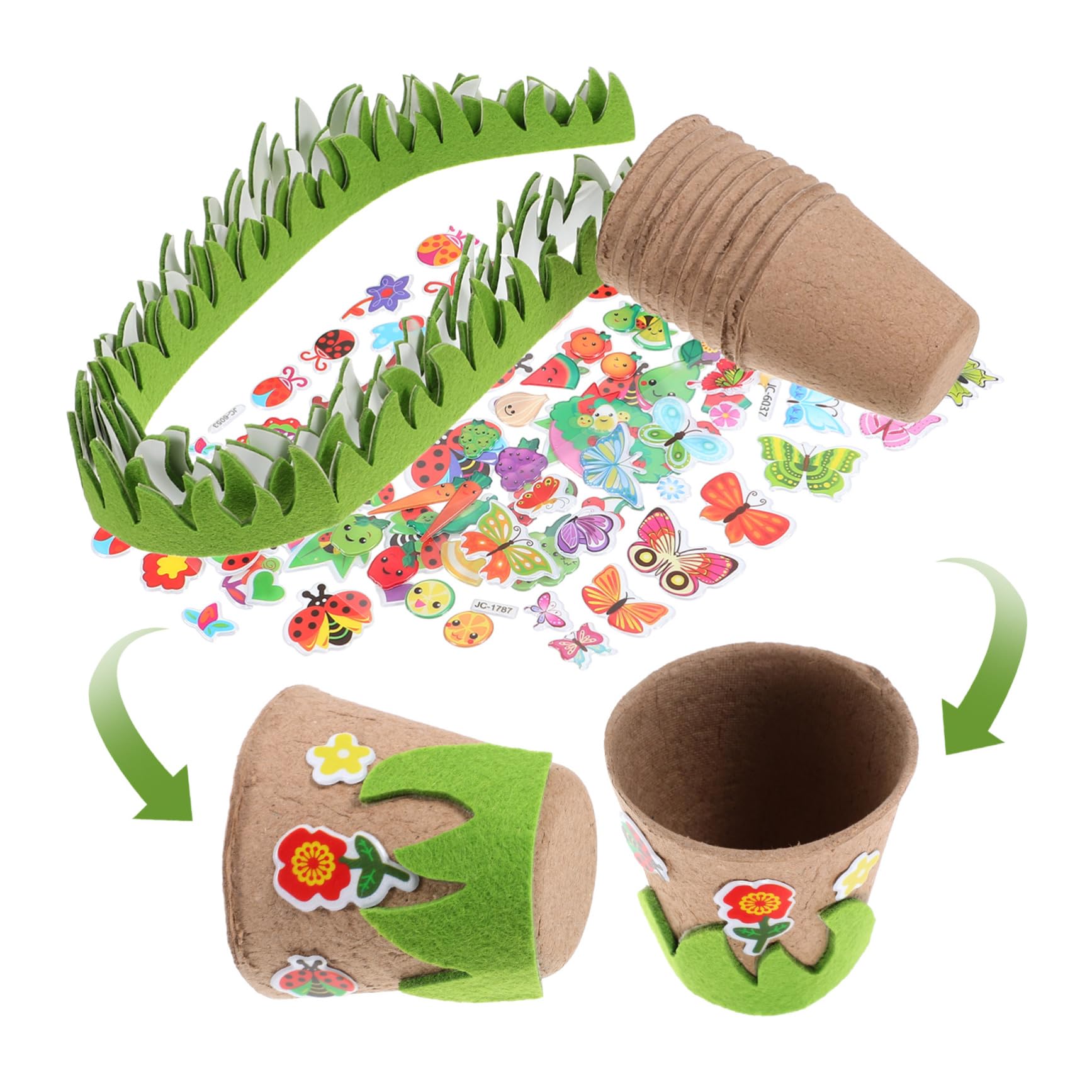 TOYANDONA 5sätze Diy Papierpflanzbecher Mit Aufklebern Und Zäunen Kreative Anzuchtbecher Aus Papier Für Pflanzen Bastelbedarf Für Gartenliebhaber Teiliges Für Gestaltung