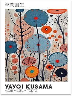 Yayoi Kusama Canvas Wall Art Vintage Japanese Painting Posters Tokyo Aesthetic Prints Infinity Dots Picture Modern Ukiyo-e Decor Artwork for Bedroom Living Room Gallery Decorations 12x16in Unframed
