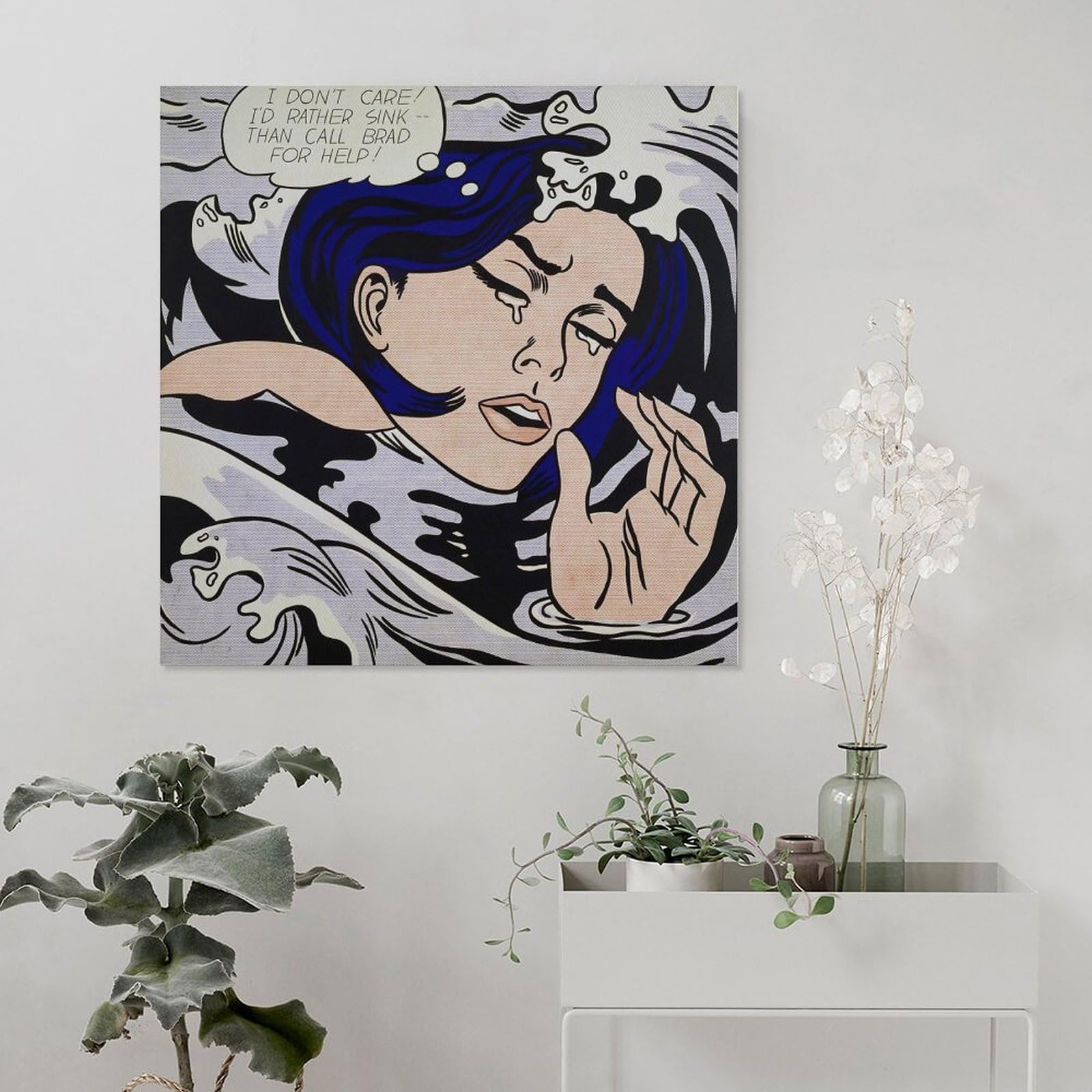 Amazon.co.jp: ロイ・リキテンスタイン「溺れる少女」絵画 モダン