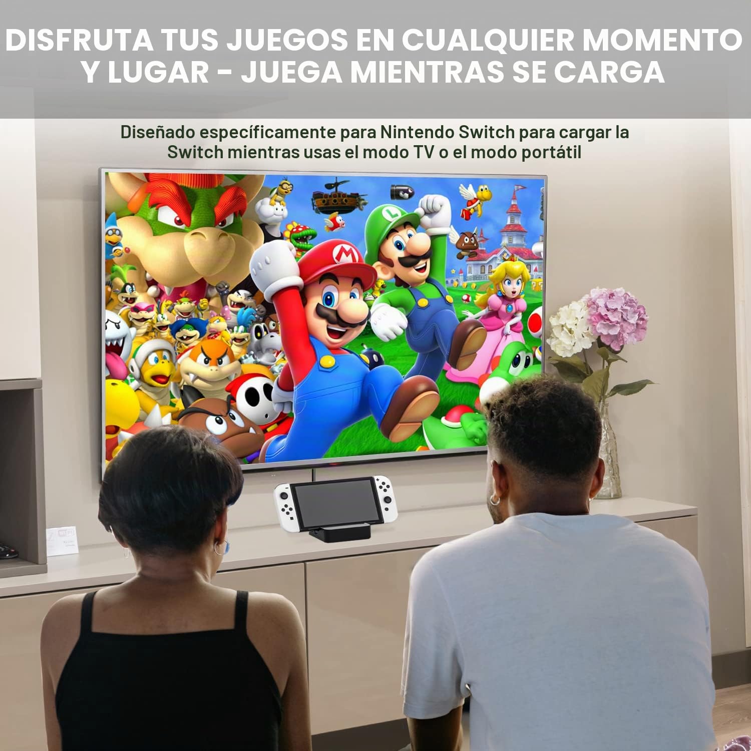 Dock Base para Nintendo Switch/Switch OLED: estación de Carga portátil 6 en 1 con HDMI2.0, Puerto LAN, Puerto Tipo C y 3 Puertos USB, Compatible con Youtube en TV