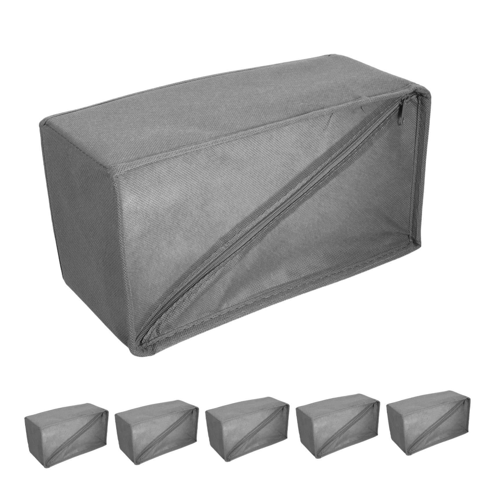 6 pièces Organisateur Tiroir Tissu pour Sous-vêtements et Chaussettes Séparateurs Compartiments Multiples Rangement Vêtements Stable et Aéré pour Commode et Placard Gris