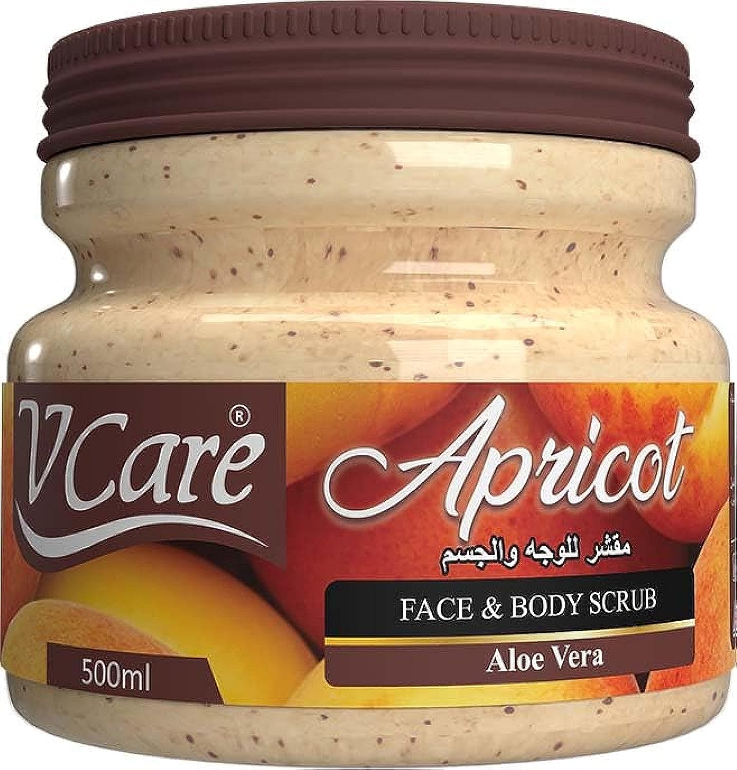 V Care Face and Body Scrub ; 500ml ; Apricot with Aloe Vera Extracts ; Refreshing Exfoliation & Moisturization