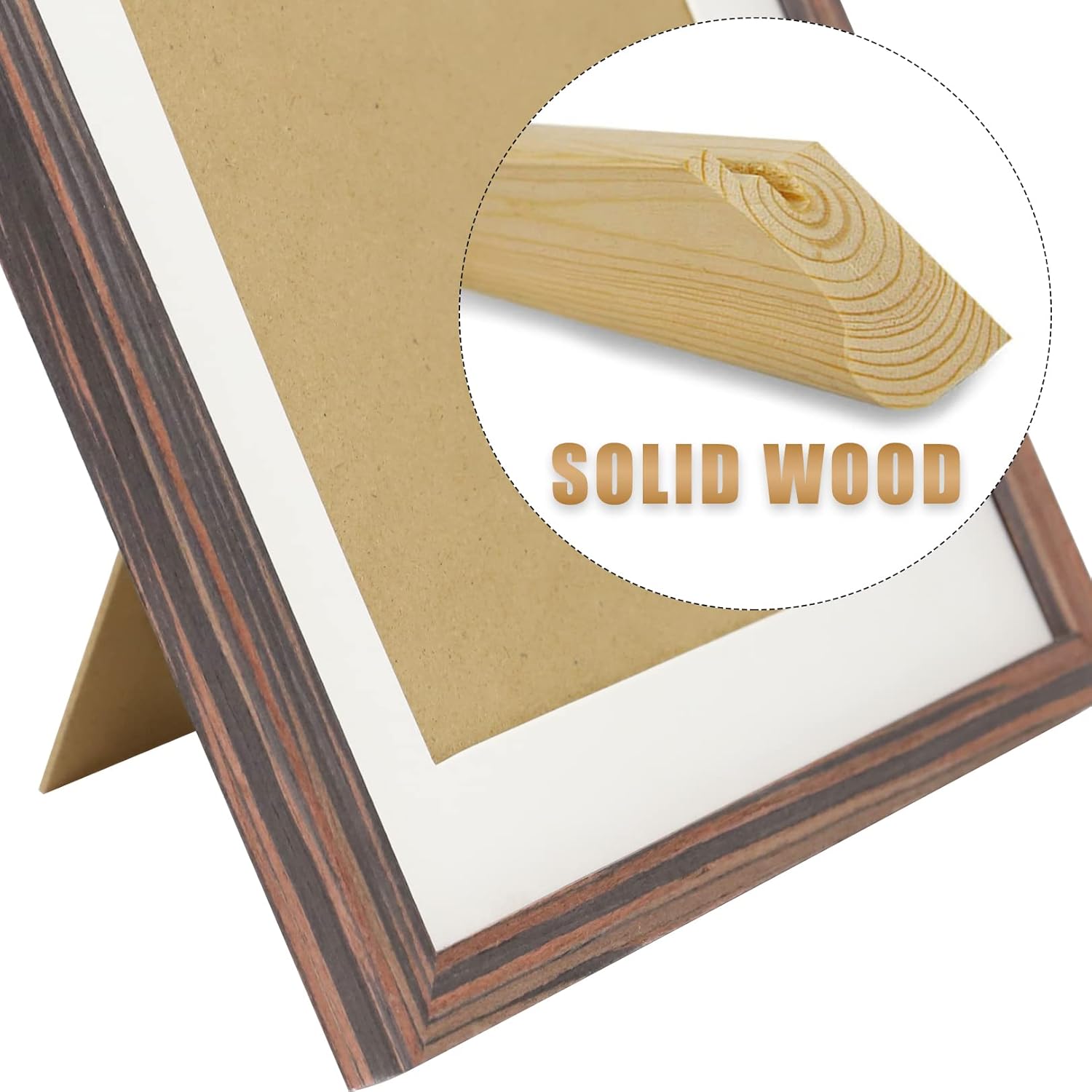 Picture Frames 11x11 Ebony Wood Grain 2 Pack Nature Solid Wood for Wall Mounting and Tabletop Display