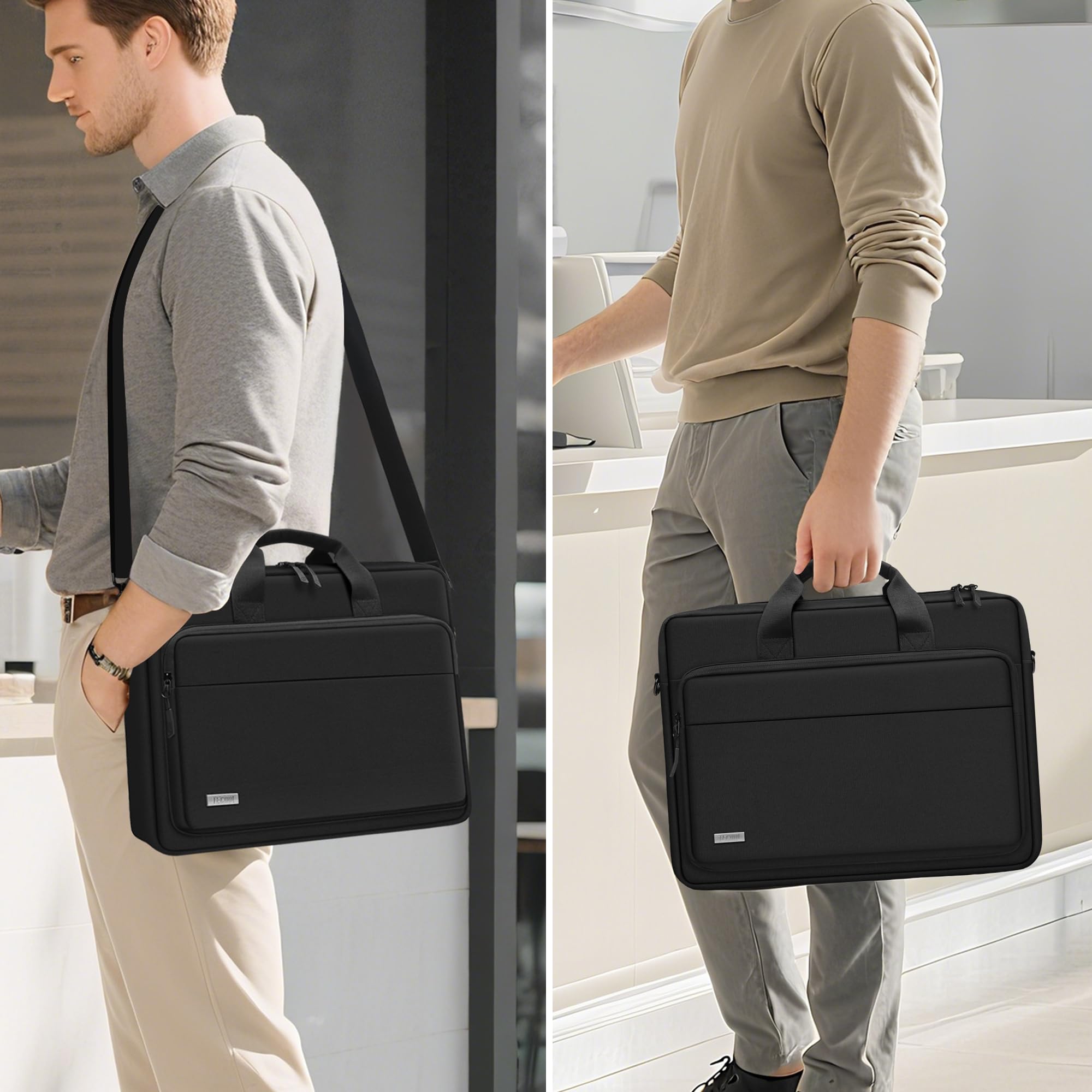 TECOOL Sacoche Ordinateur 17-17.3 Pouces,Pochette SAC Bandoulière Portable 17 Pouces pour 17-17,3" Lenovo Acer ASUS Dell HP Notebook,Protection Housse SAC de Mallette Ordinateur PC Portable 17",Noir