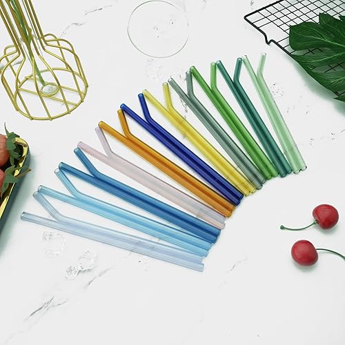 Miniatura 3 de JASHII Pajitas de vidrio reutilizables, pajitas transparentes de 7.87 x 0.3 pulgadas con cepillo limpio, estuche de viaje negro para bebidas,