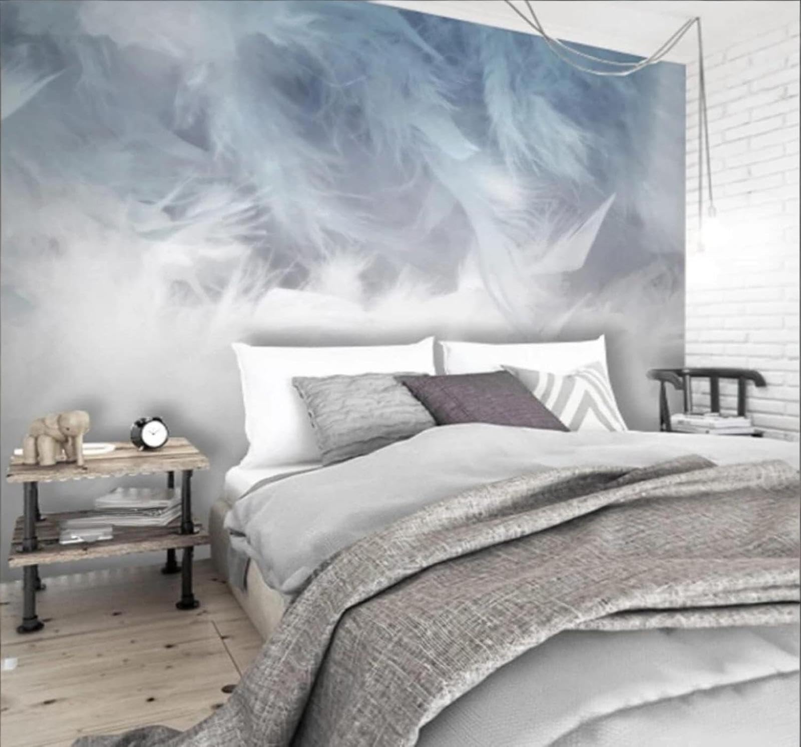 XLMING Abstract Hand Drawn Three Dimensional Feathers Art 3D Wallpaper Luxury Home Dining Decor Paste Sofa Living Room The Wall for Bedroom Mural-200cm×140cm